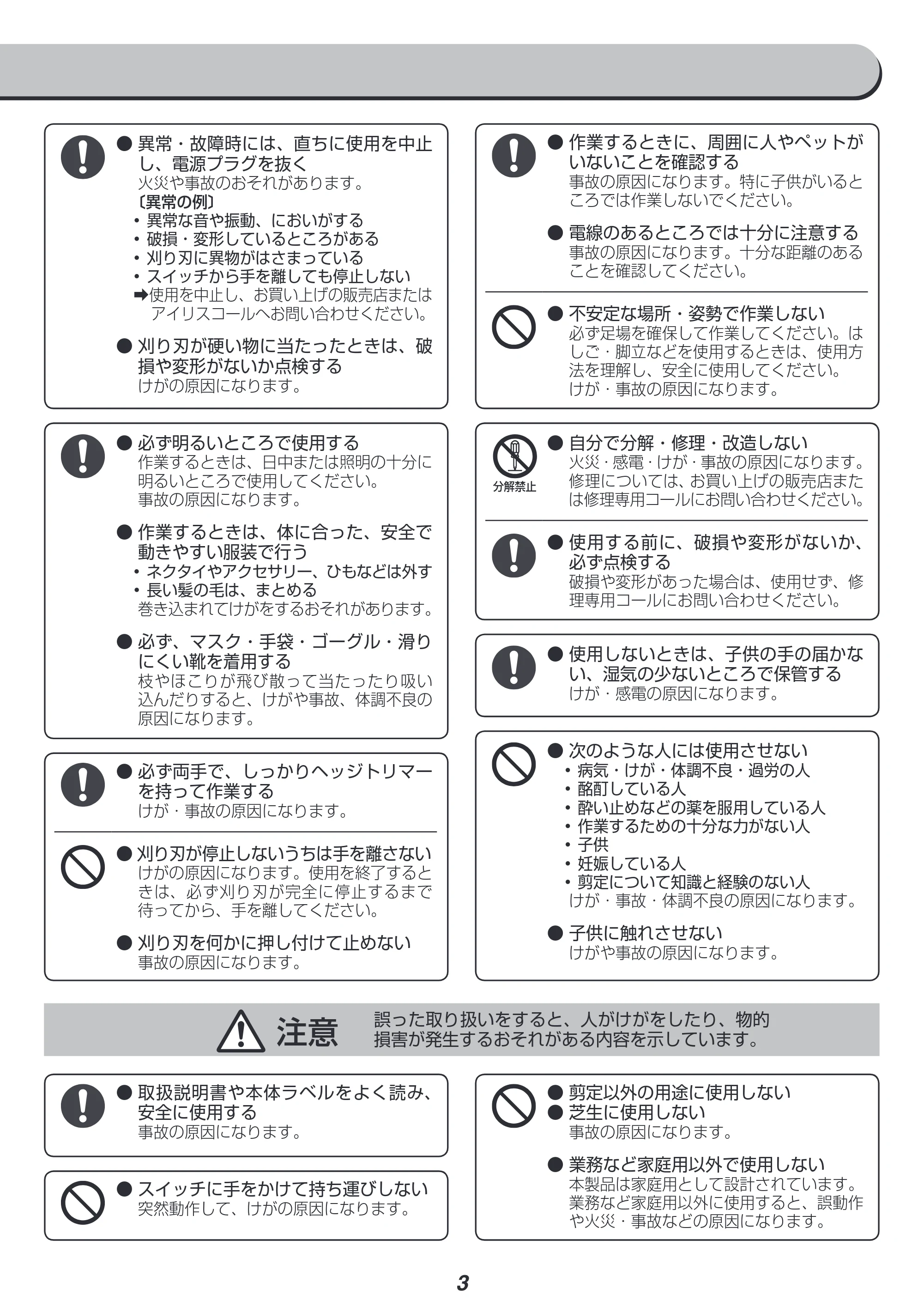 アイリスオーヤマ AHT450 取扱説明書 — 原本ページ — 3ページ