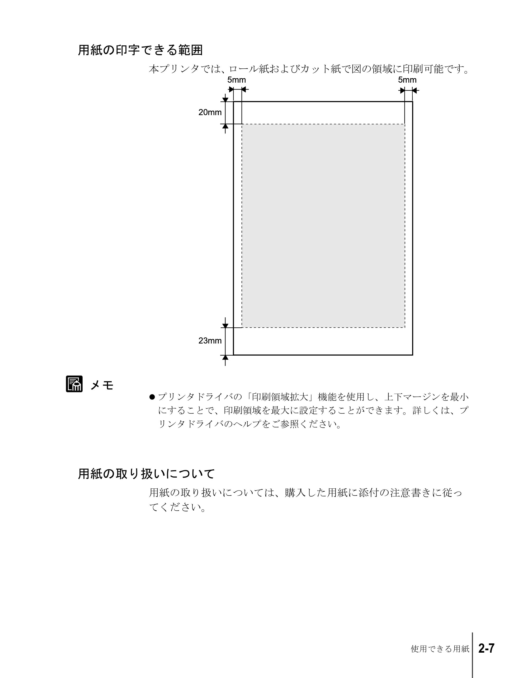 キヤノン W8200 ユーザーズガイド （PDF形式／4.28Mバイト） — 用紙の印字できる範囲 — 原本ページ — 33ページ
