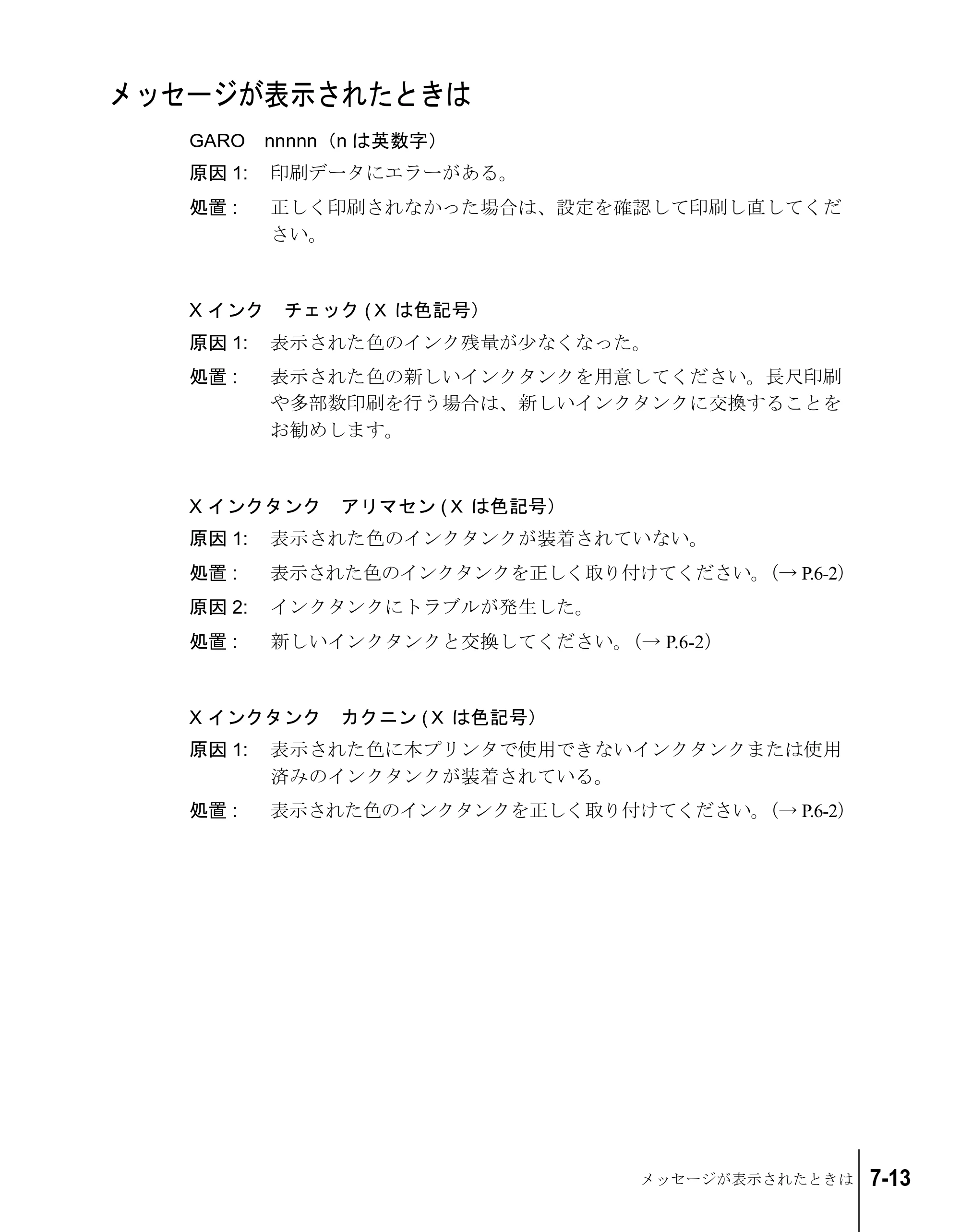 キヤノン W8200 ユーザーズガイド （PDF形式／4.28Mバイト） — メッセージが表示されたときは — 原本ページ — 143ページ
