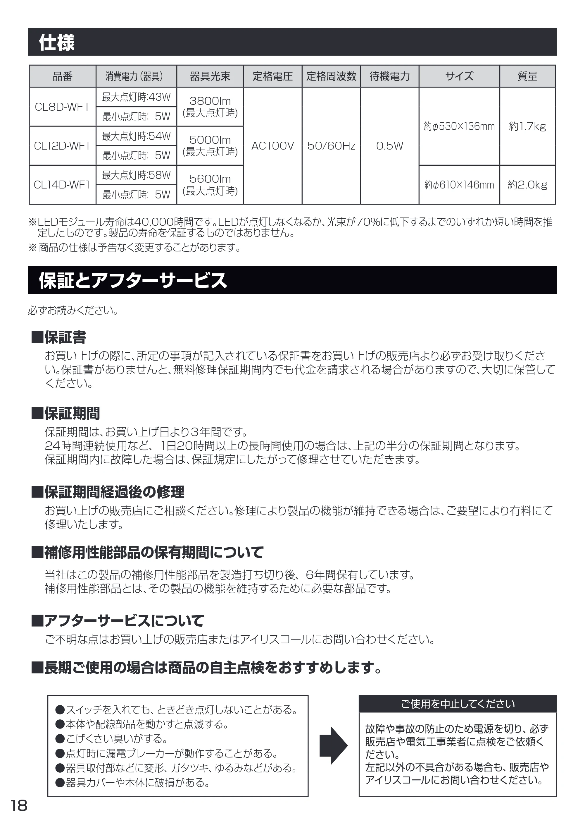 アイリスオーヤマ CL8D-WF1 取扱説明書 — 原本ページ — 18ページ