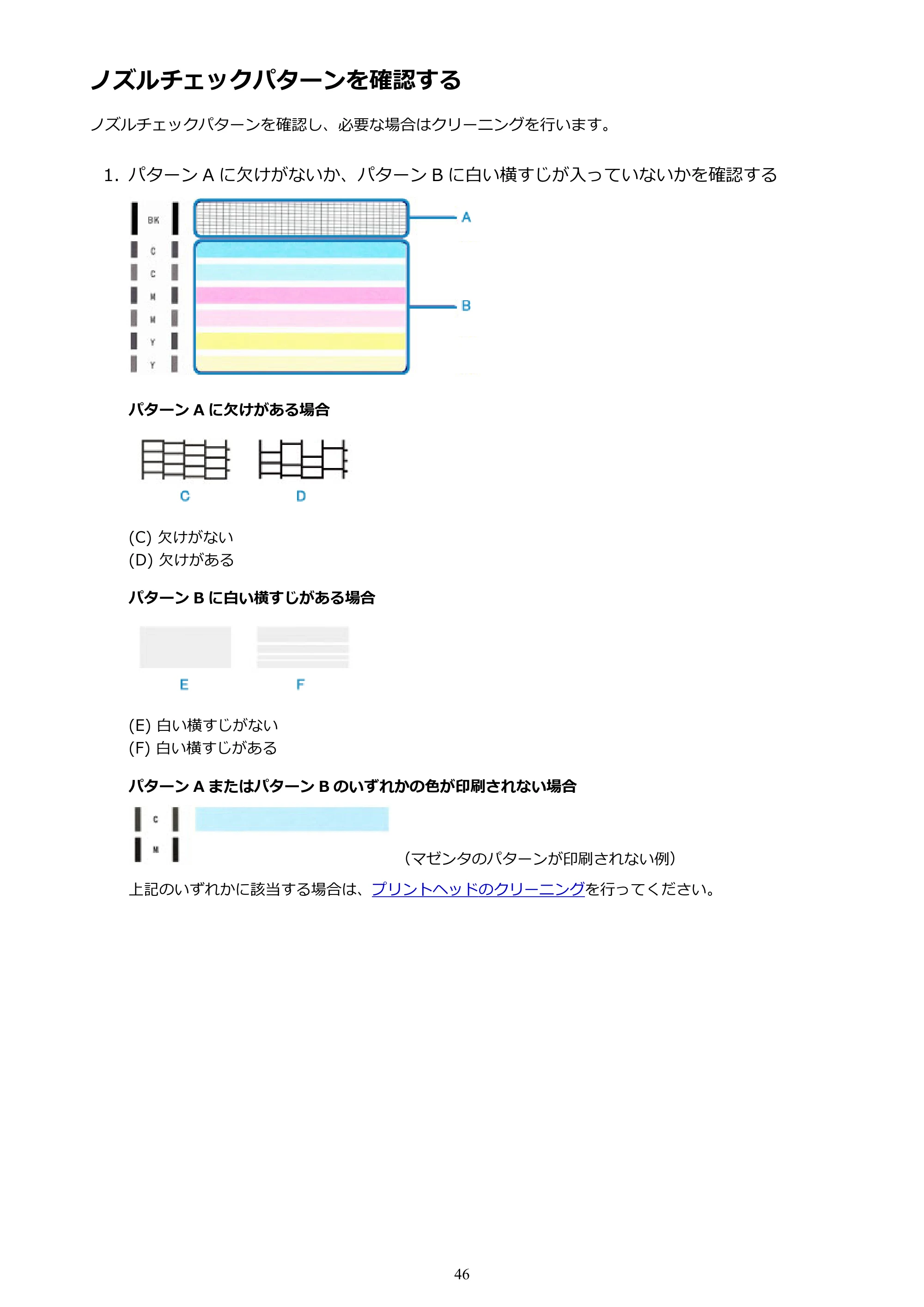 キヤノン PIXUS TS203 電子マニュアル PDF版 （Windows版）（PDF：5.10MB） — ノズルチェックパターンを確認する — 原本ページ — 46ページ