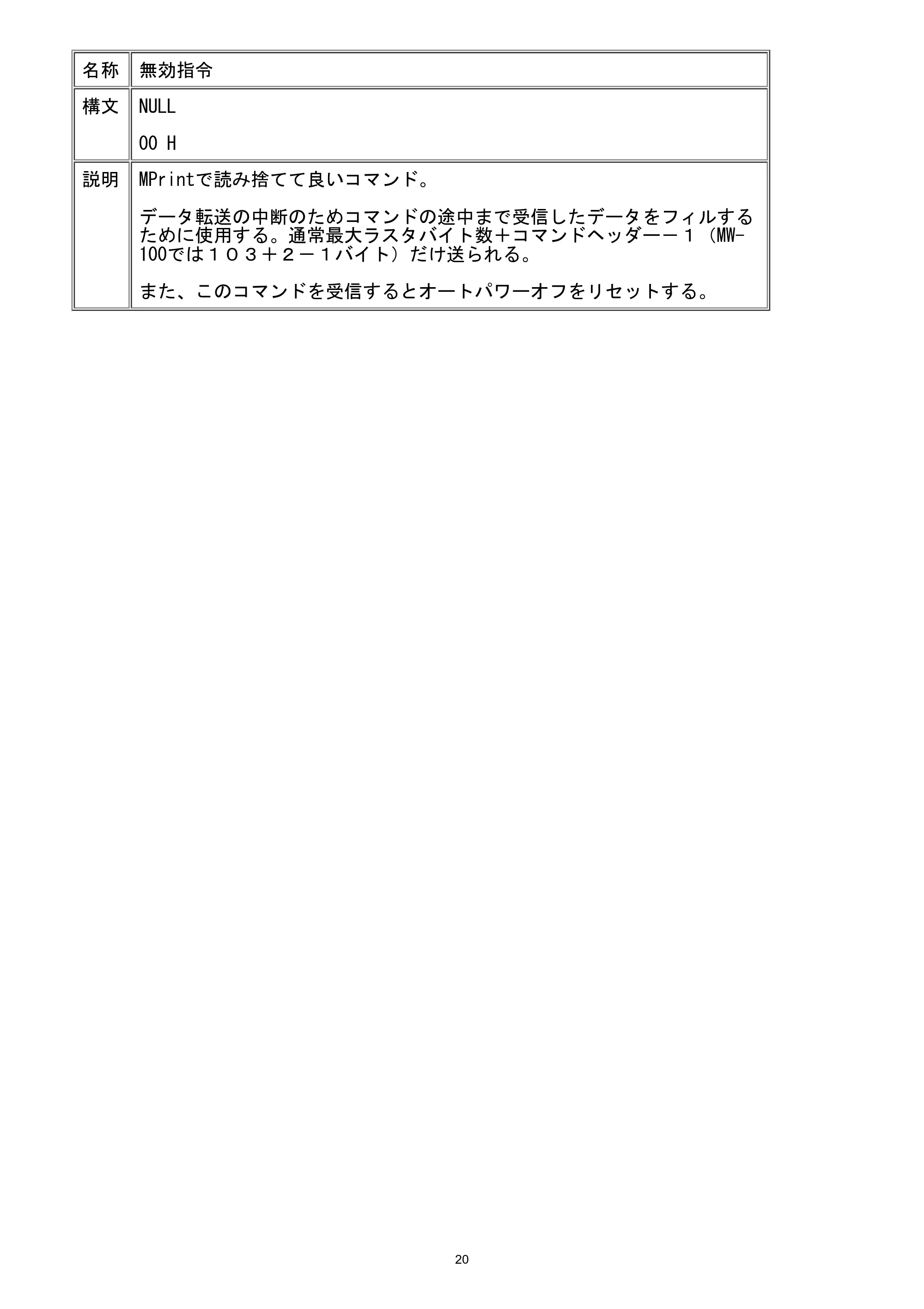 ブラザー MW-260 / MW-260MFi / MW-270 ラスターコマンドリファレンス — 無効指令 — 原本ページ — 26ページ