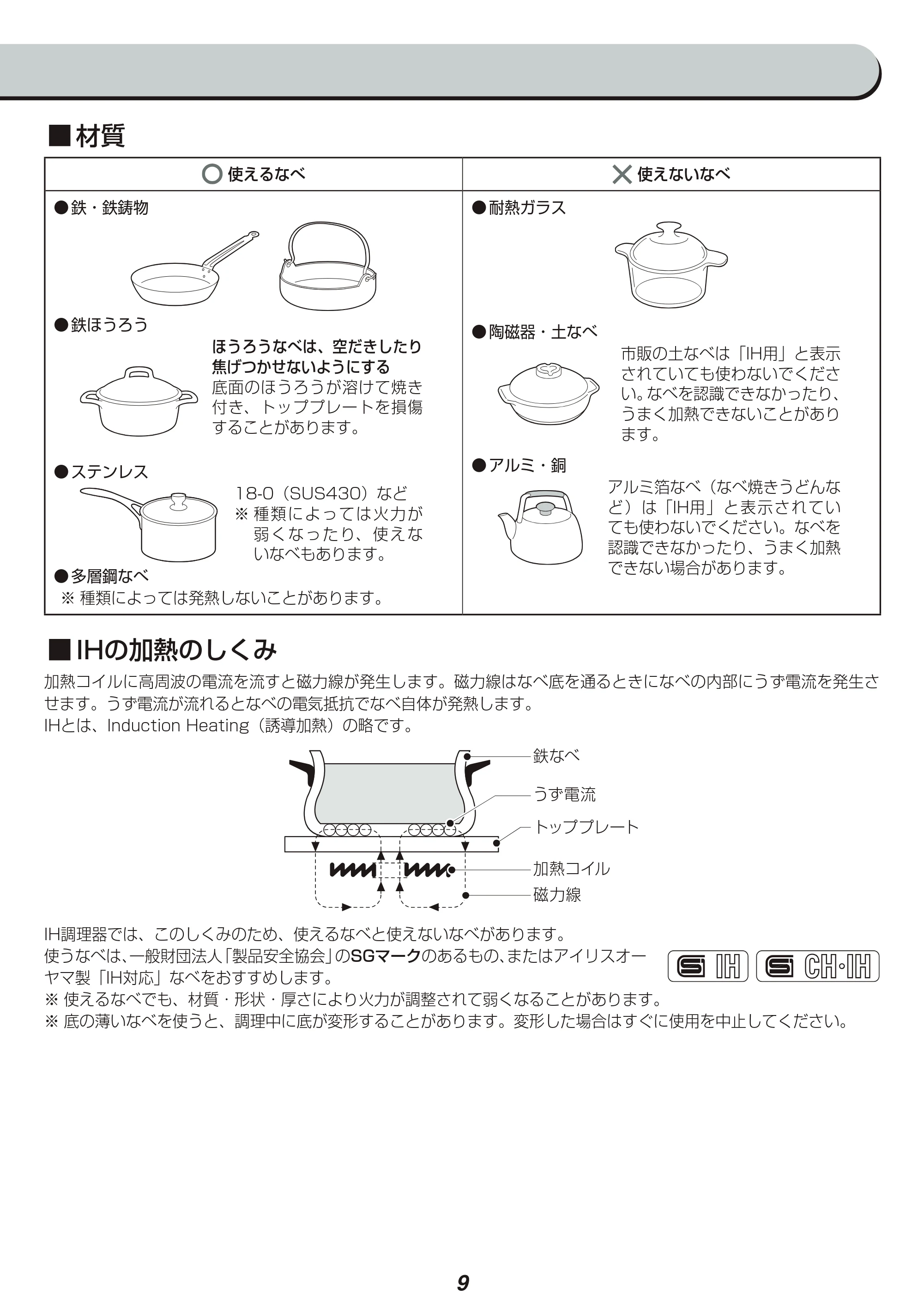 アイリスオーヤマ IHK-TK6 取扱説明書 — 原本ページ — 9ページ