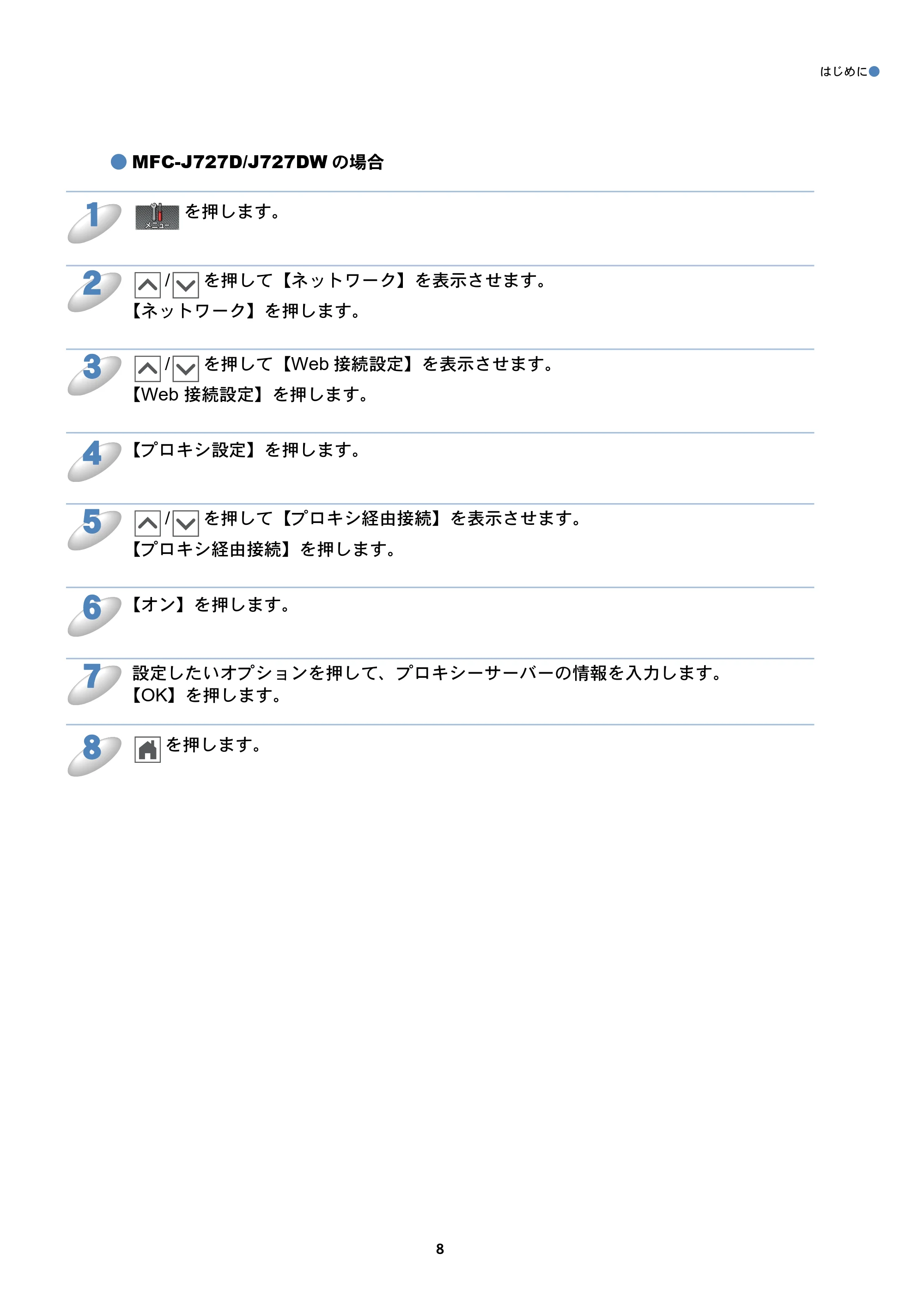 ブラザー DCP-J557N / DCP-J757N / DCP-J957N クラウド接続ガイド — 原本ページ — 8ページ