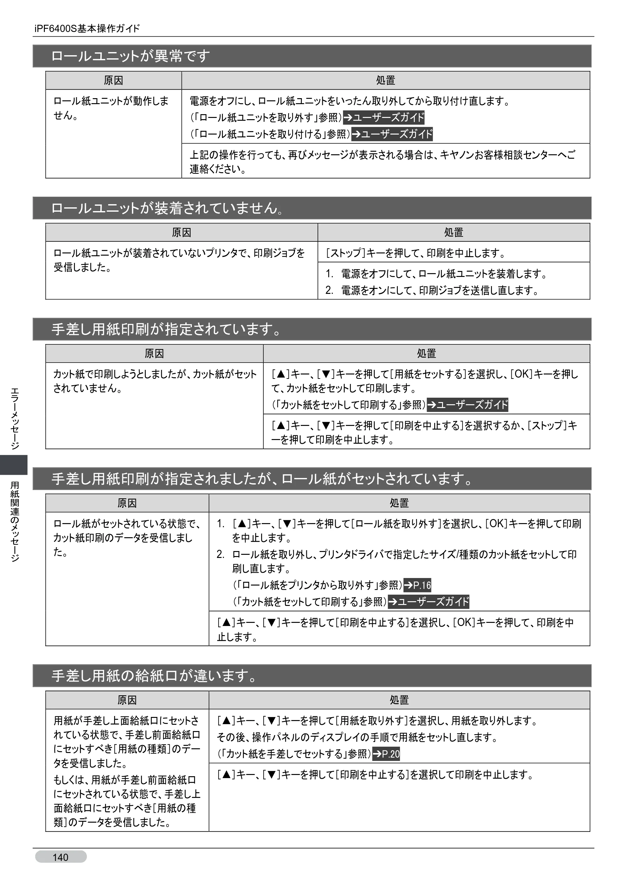 キヤノン iPF6400S 基本操作ガイド （PDF形式／12.03Mバイト） — 原本ページ — 140ページ