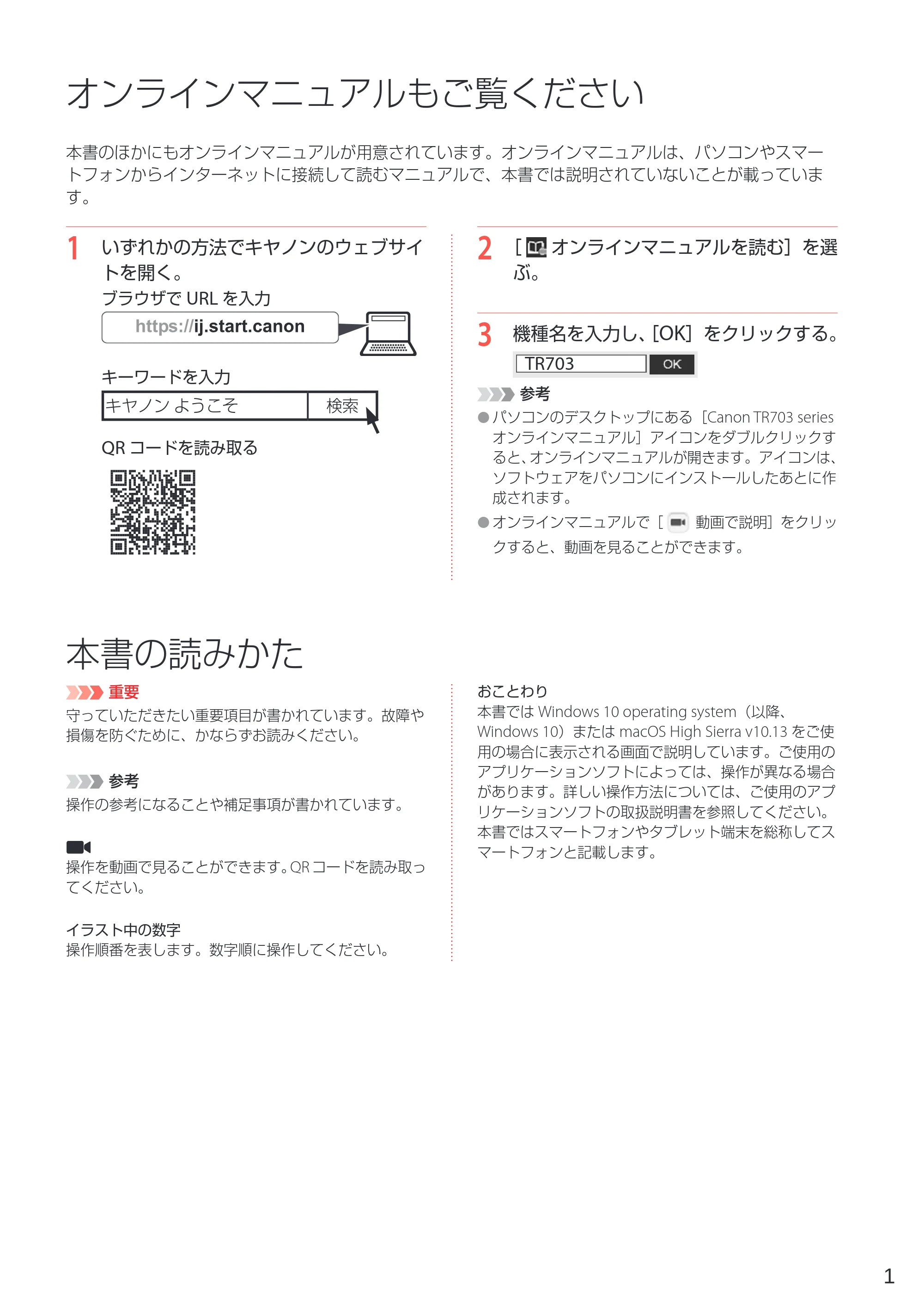 キヤノン TR703/TR703a 設置・基本操作マニュアル 2022年3月3日掲載(PDF:6.50MB) — 原本ページ — 3ページ