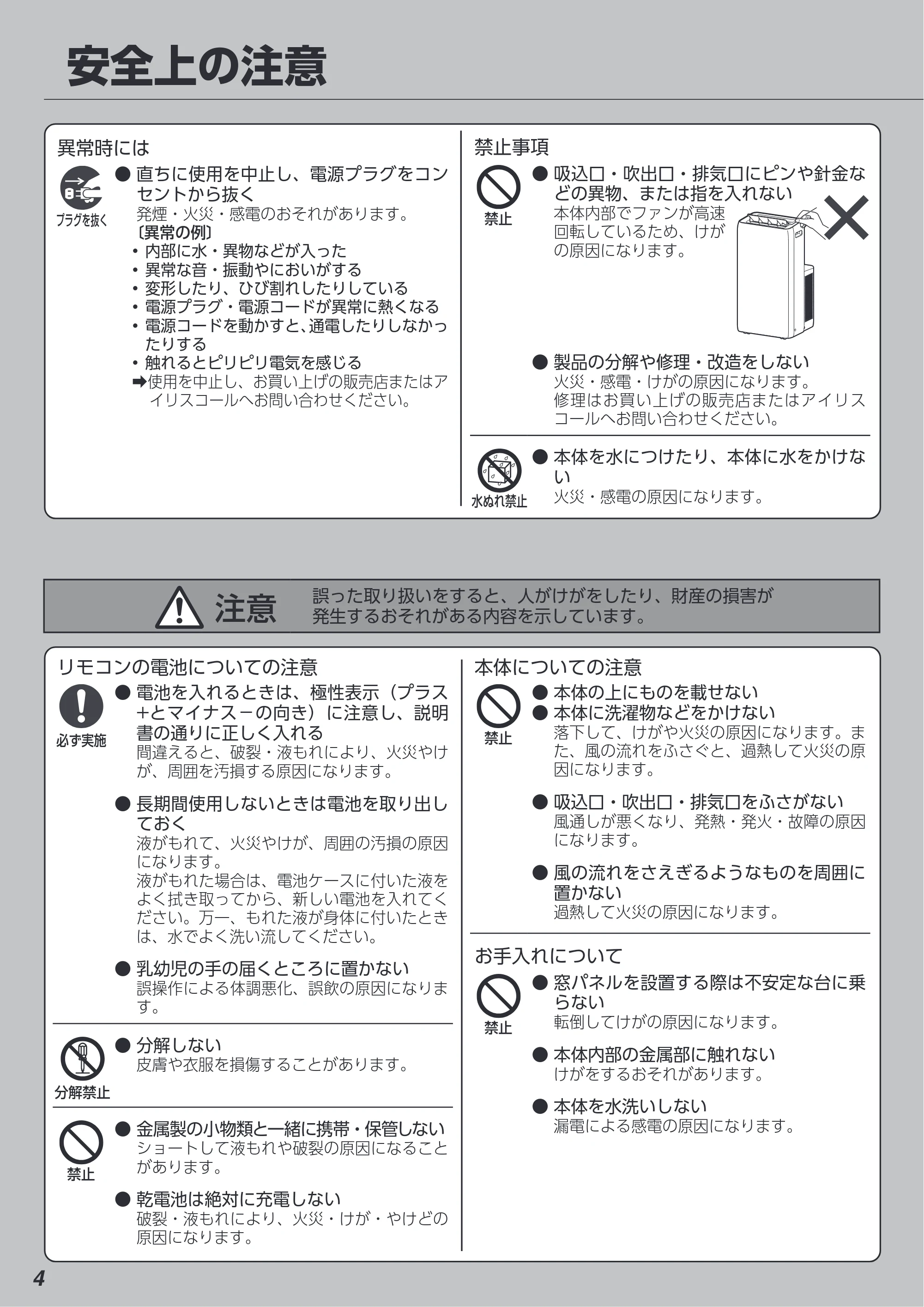 アイリスオーヤマ IPA-2823G 取扱説明書 — 原本ページ — 4ページ
