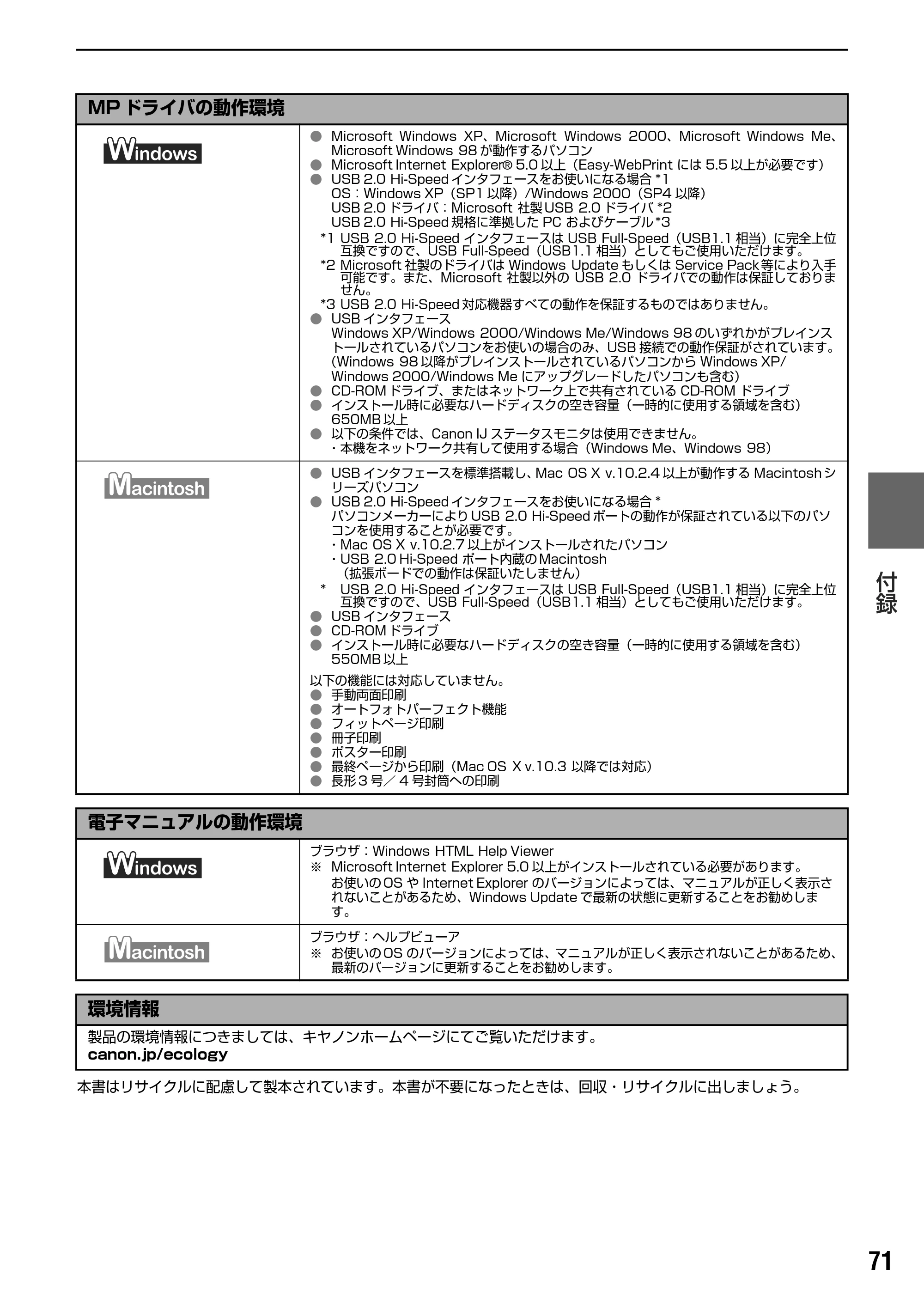 キヤノン PIXUS MP950 操作ガイド（パソコン操作編） （PDF形式／11.24Mバイト） — お問い合わせの前に — 原本ページ — 73ページ