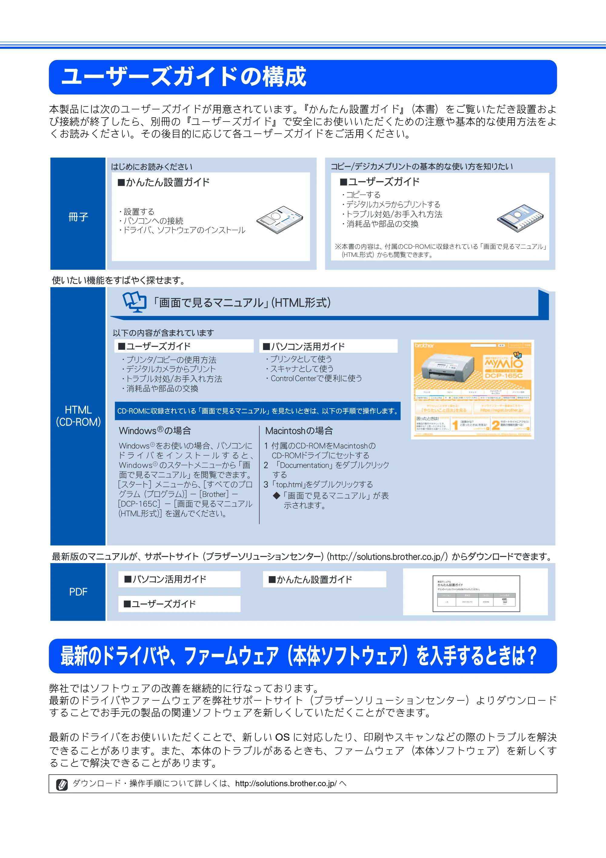 ブラザー DCP-165C かんたん設置ガイド — ユーザーズガイドの構成 — 原本ページ — 2ページ