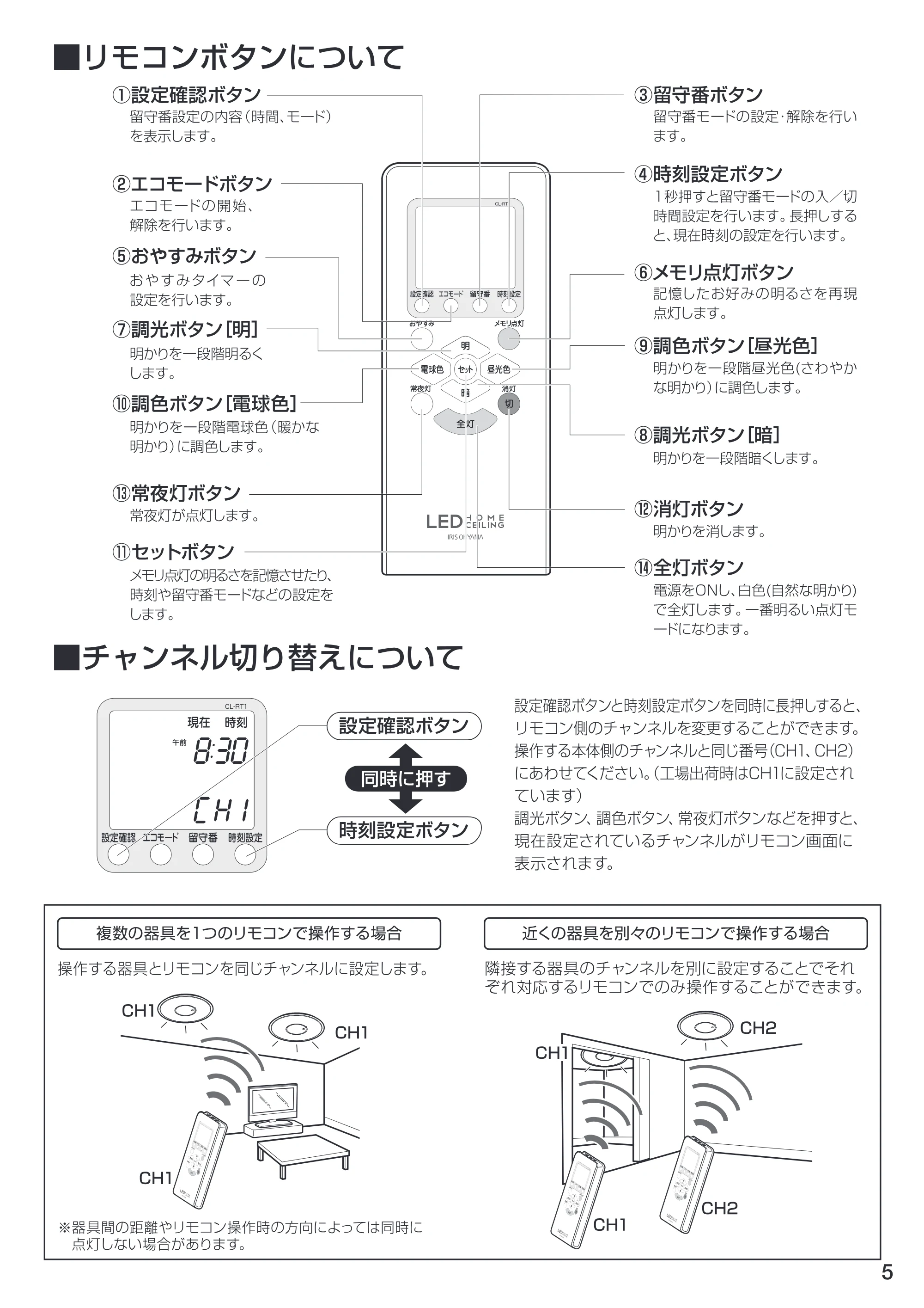 アイリスオーヤマ CL12DL-USL1 取扱説明書 — 原本ページ — 5ページ