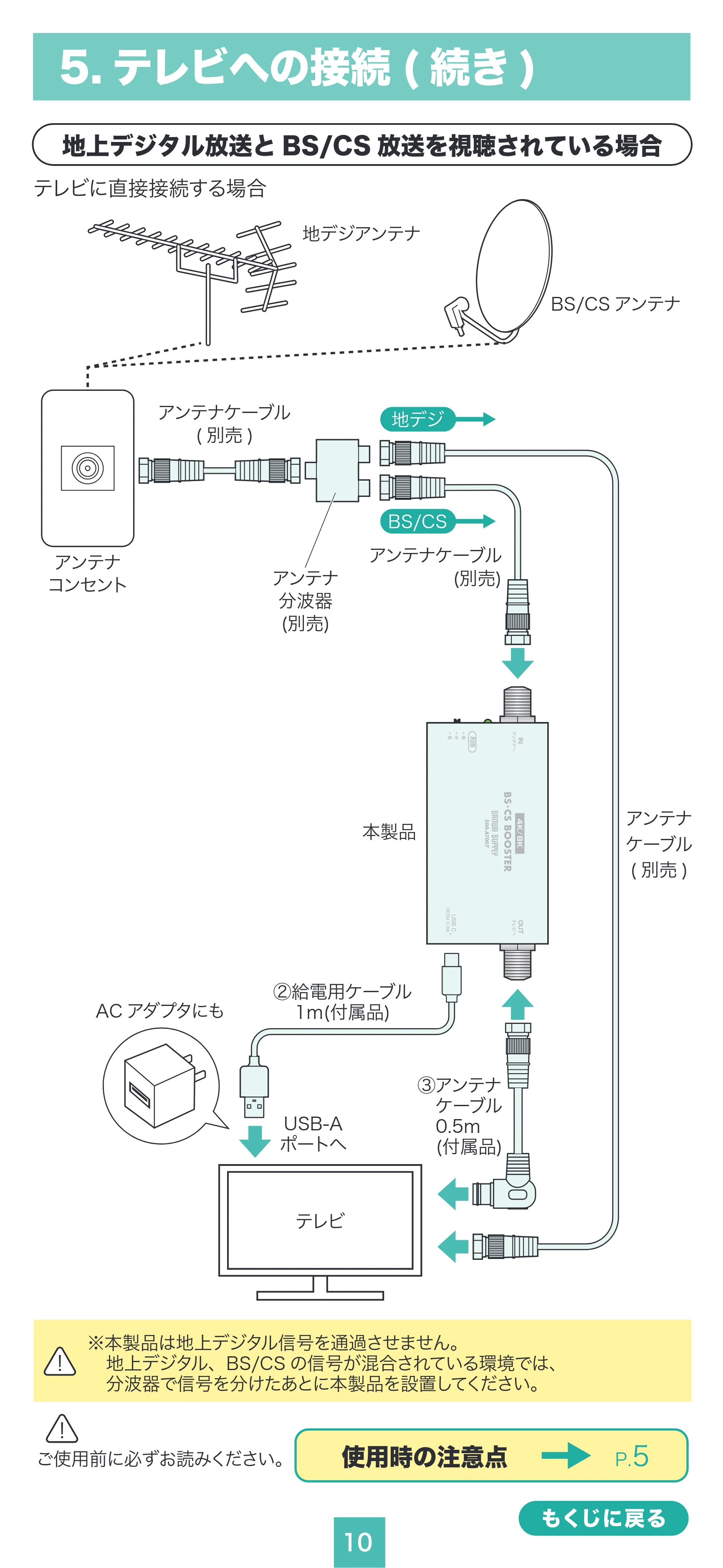 サンワサプライ 500-AT007 取扱説明書 — 5. テレビへの接続( 続き) — 原本ページ — 10ページ