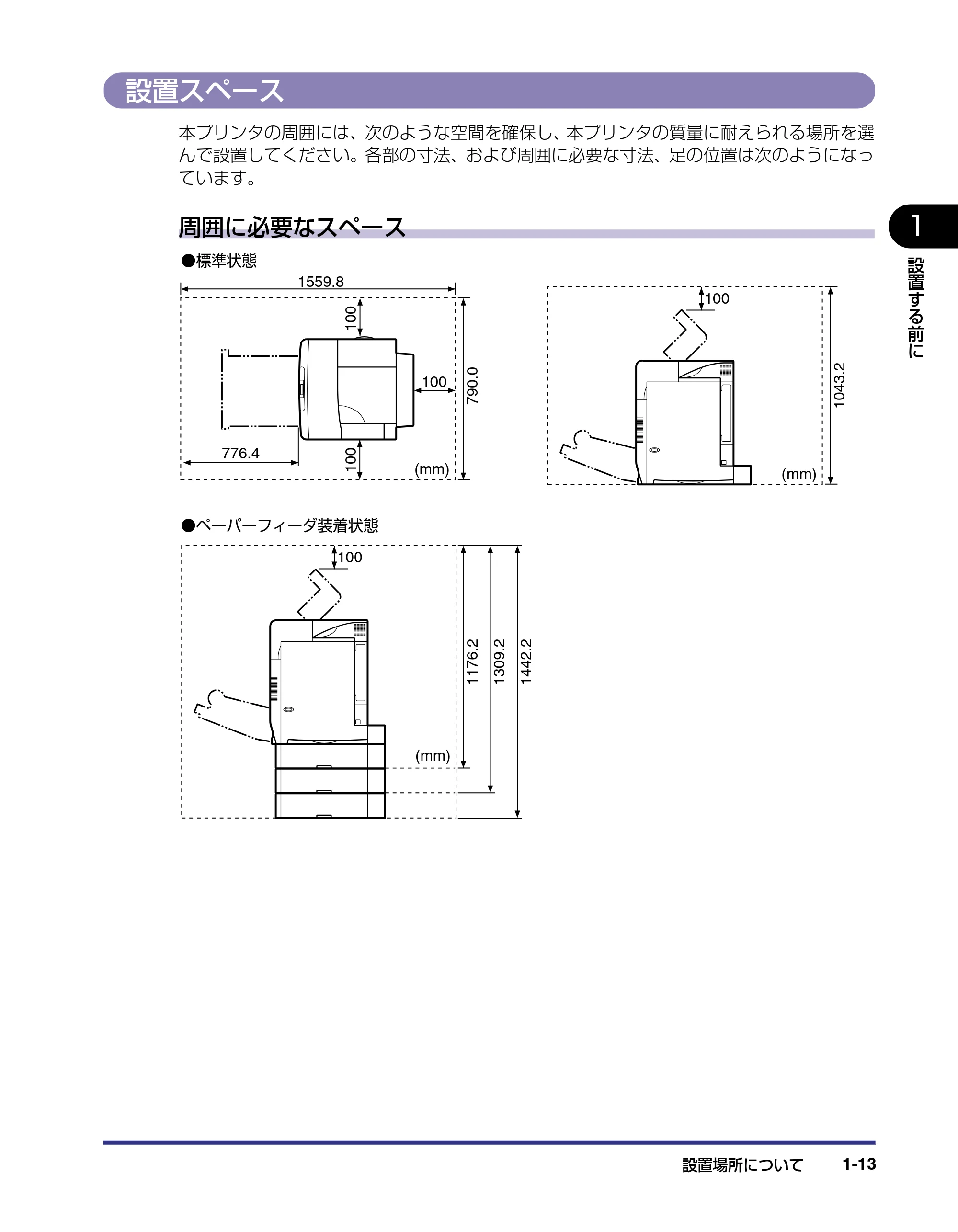 キヤノン LBP-2710 設置ガイド (PDF形式/4.41Mバイト) — 設置スペース — 原本ページ — 28ページ