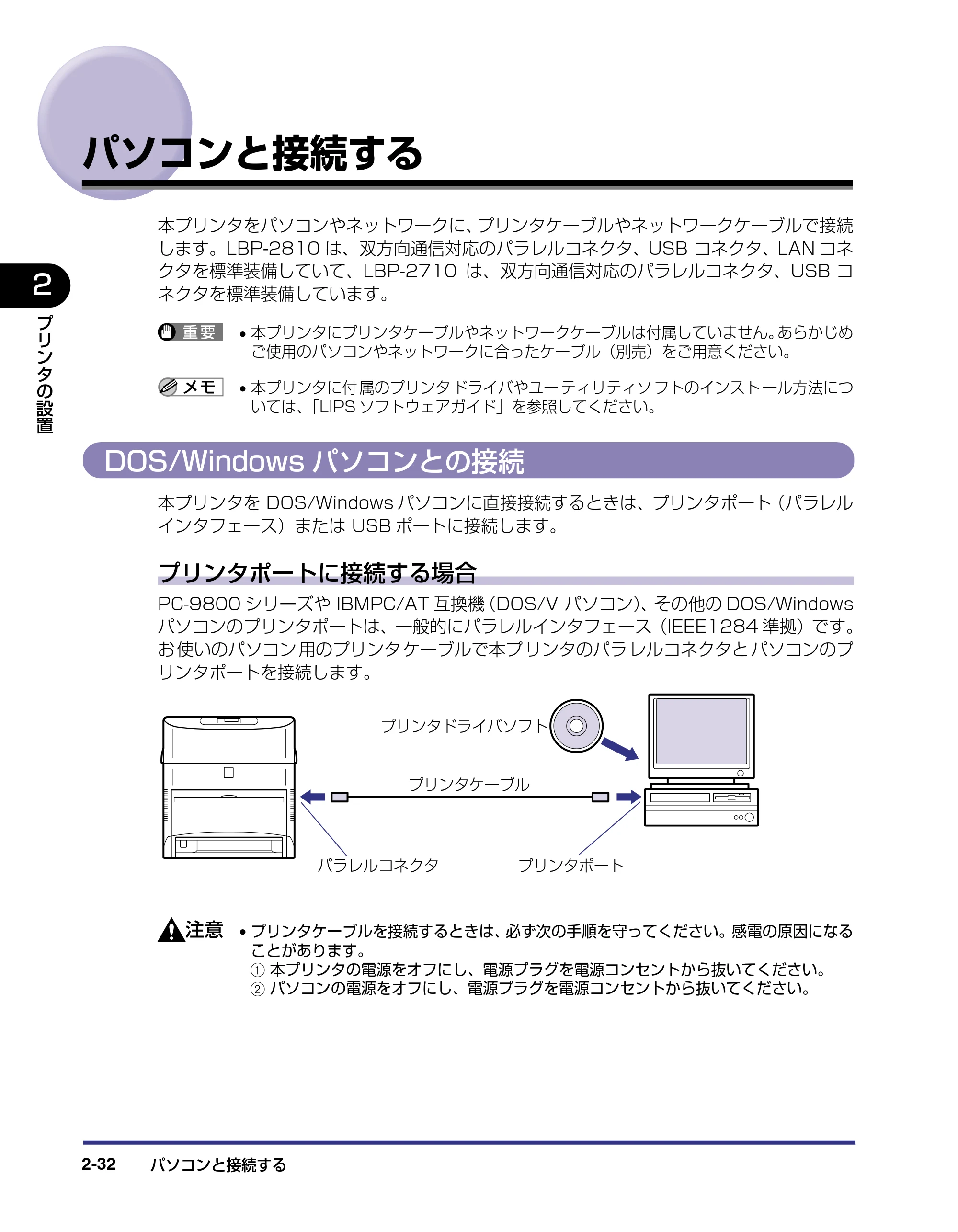 キヤノン LBP-2710 設置ガイド (PDF形式/4.41Mバイト) — パソコンと接続する — 原本ページ — 62ページ