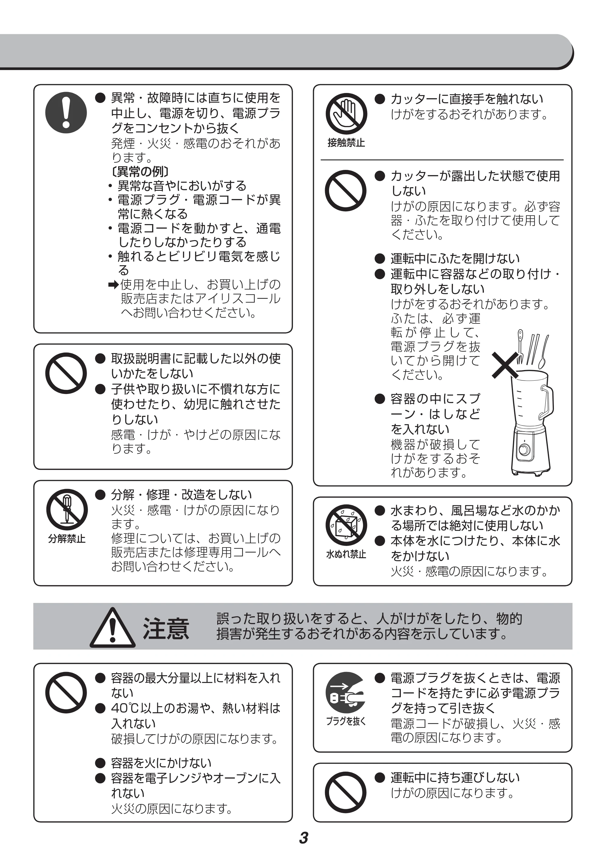 アイリスオーヤマ IJM-M800 取扱説明書 — 原本ページ — 3ページ