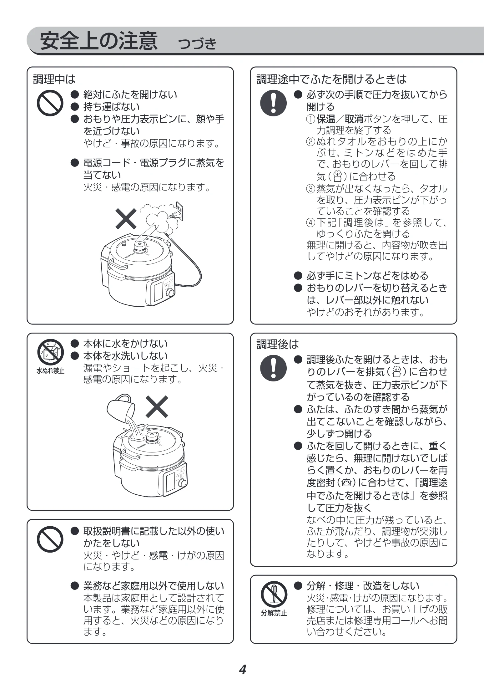 アイリスオーヤマ PMPC-MA2 取扱説明書 — 安全上の注意 つづき — 図版 4-1 — 4ページ
