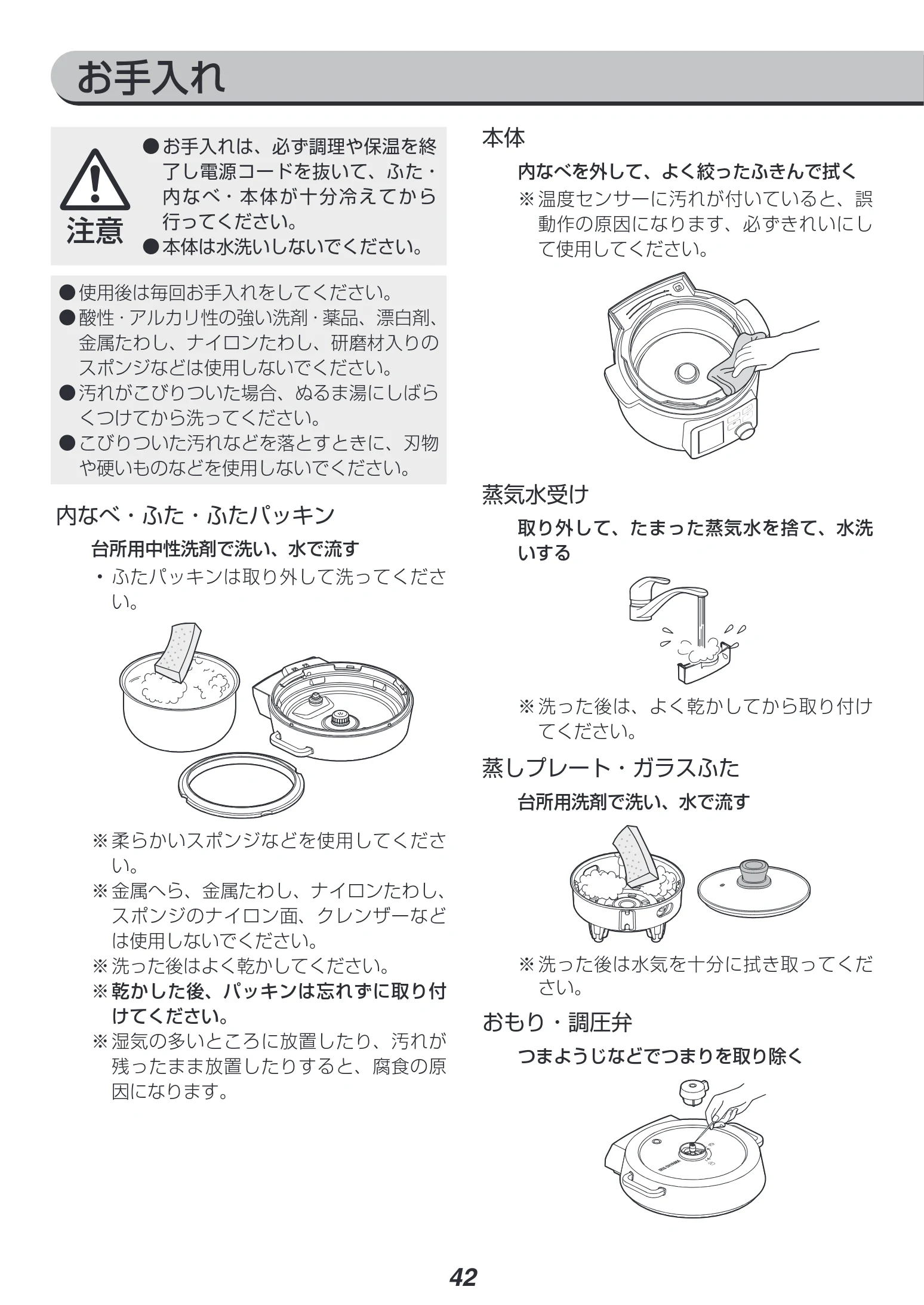 アイリスオーヤマ PMPC-MA2 取扱説明書 — お手入れ — 図版 42-1 — 42ページ