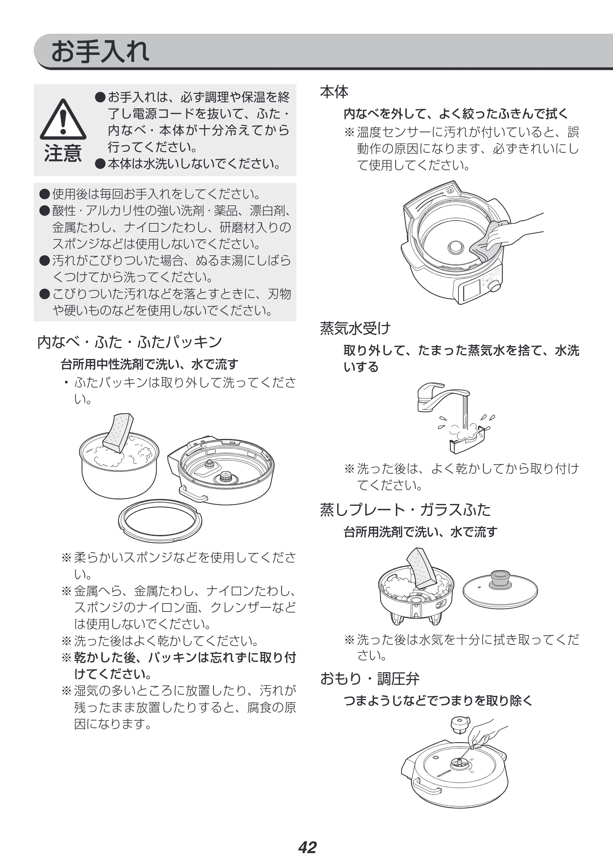 アイリスオーヤマ PMPC-MA2 取扱説明書 — お手入れ — 原本ページ — 42ページ