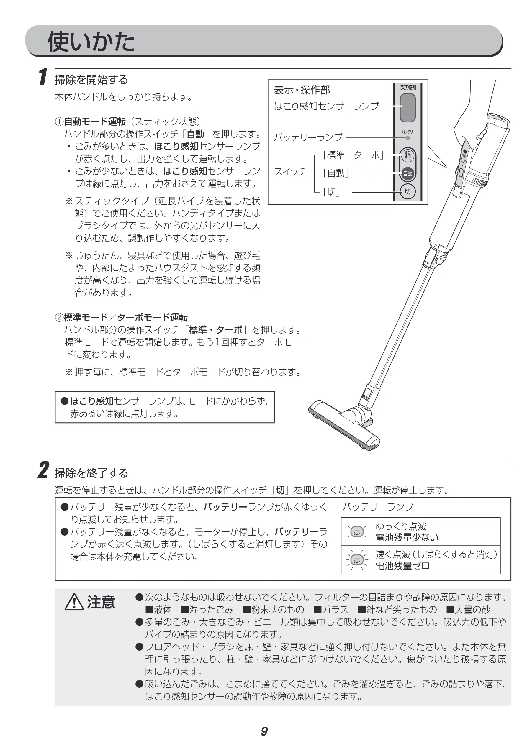 アイリスオーヤマ IC-SLDC4-WPG 取扱説明書 — 使いかた — 図版 9-1 — 9ページ