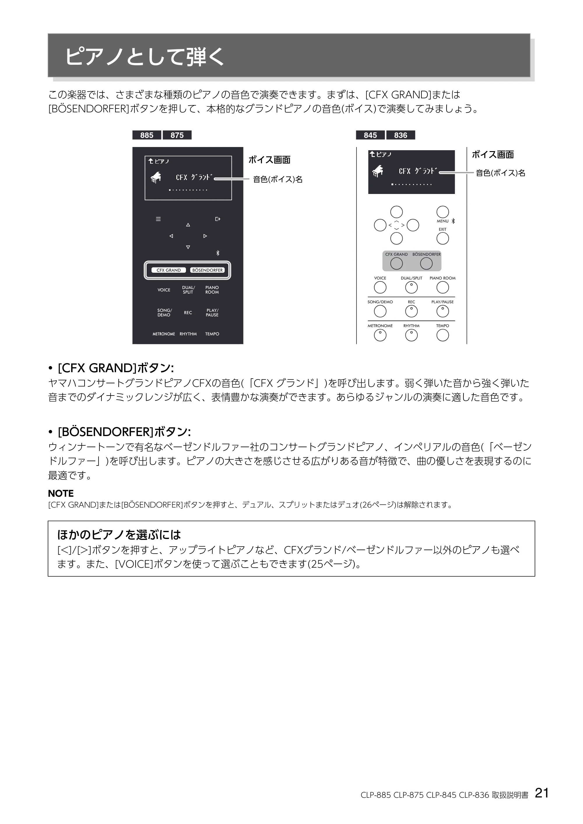 ヤマハ CLP-836 CLP-836 取扱説明書 — ピアノとして弾く — 原本ページ — 21ページ