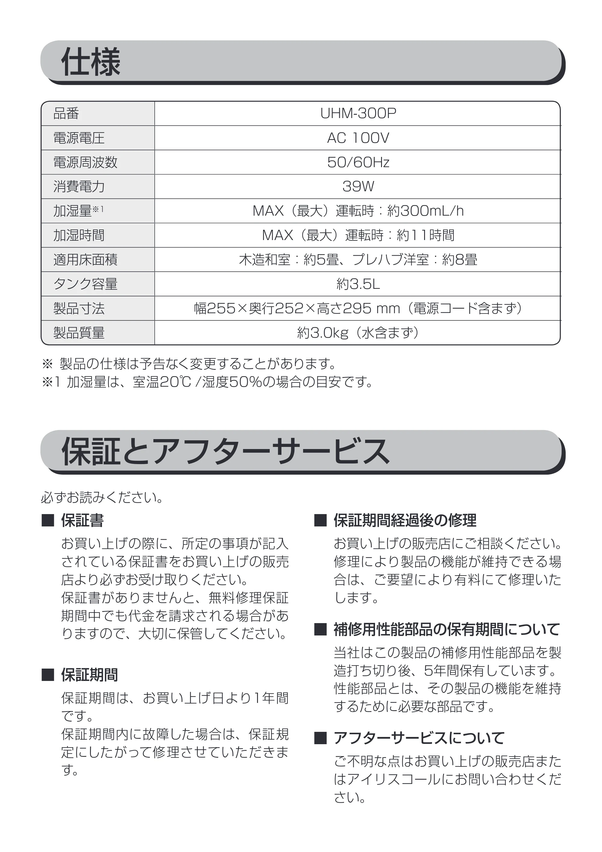 アイリスオーヤマ UHM-300P 取扱説明書 — 原本ページ — 15ページ