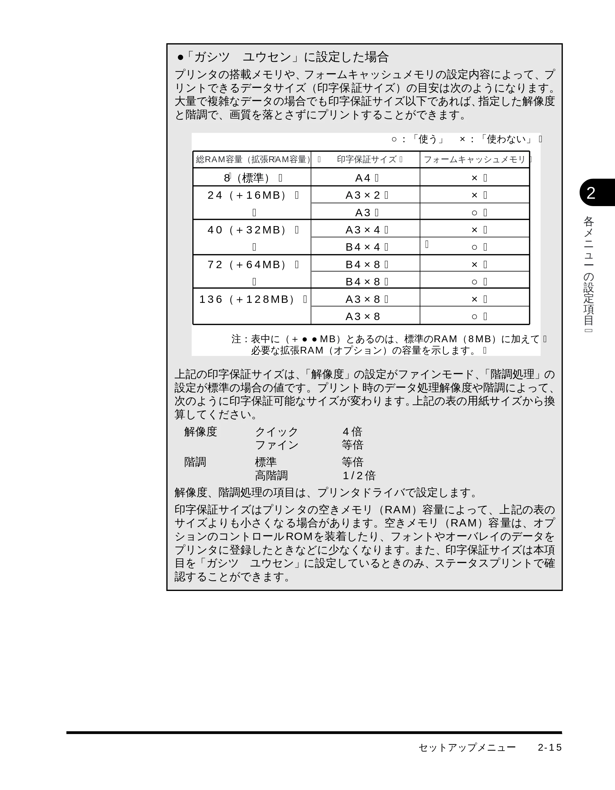 キヤノン LBP-1510 LIPS機能ガイド (PDF形式/2.54Mバイト) — 「ガシツ ユウセン」に設定した場合 — 原本ページ — 31ページ