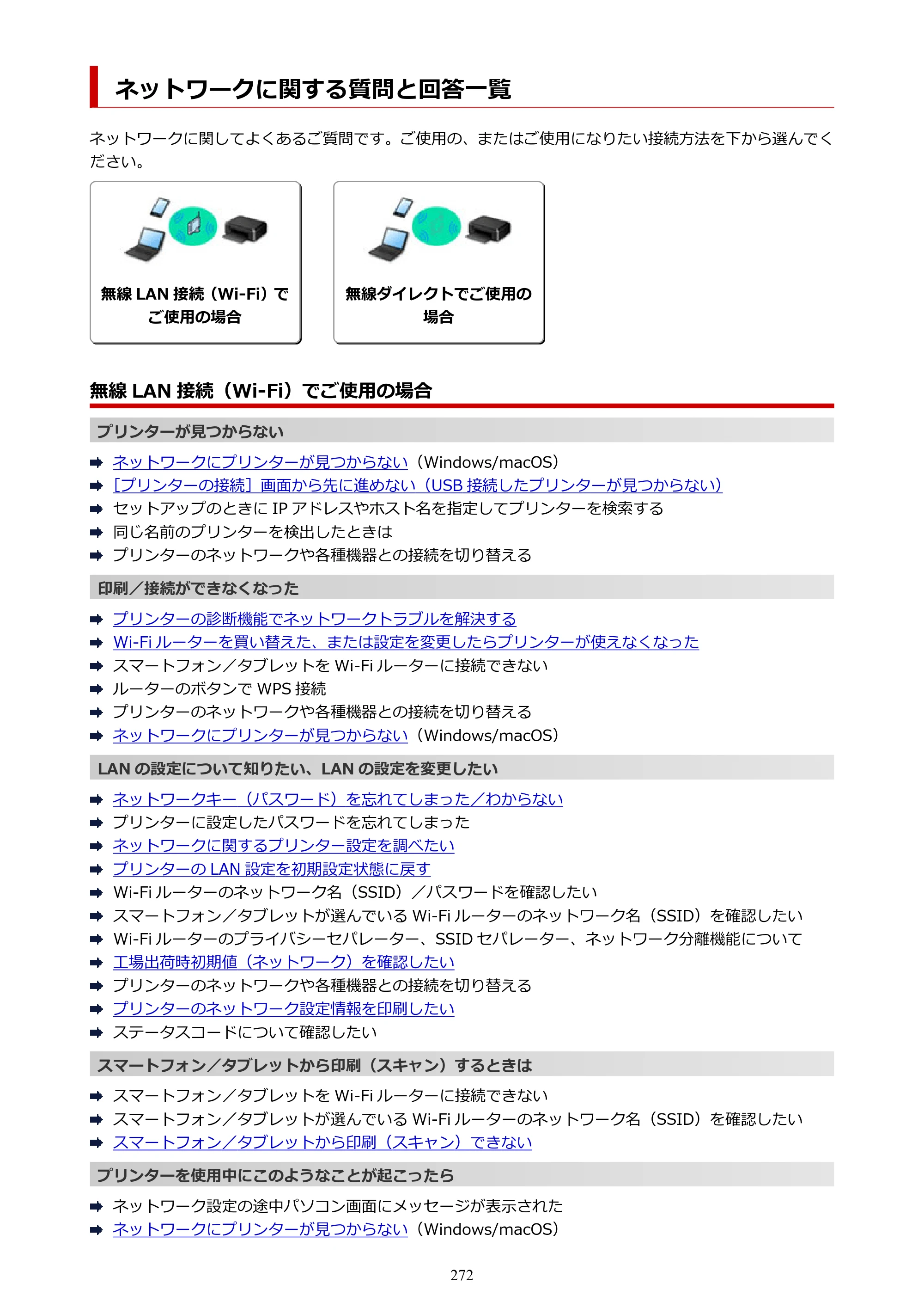 キヤノン PIXUS TS7630 オンラインマニュアル PDF版 2025年10月22日掲載（PDF：4.3MB） — ネットワークに関する質問と回答一覧 — 原本ページ — 272ページ