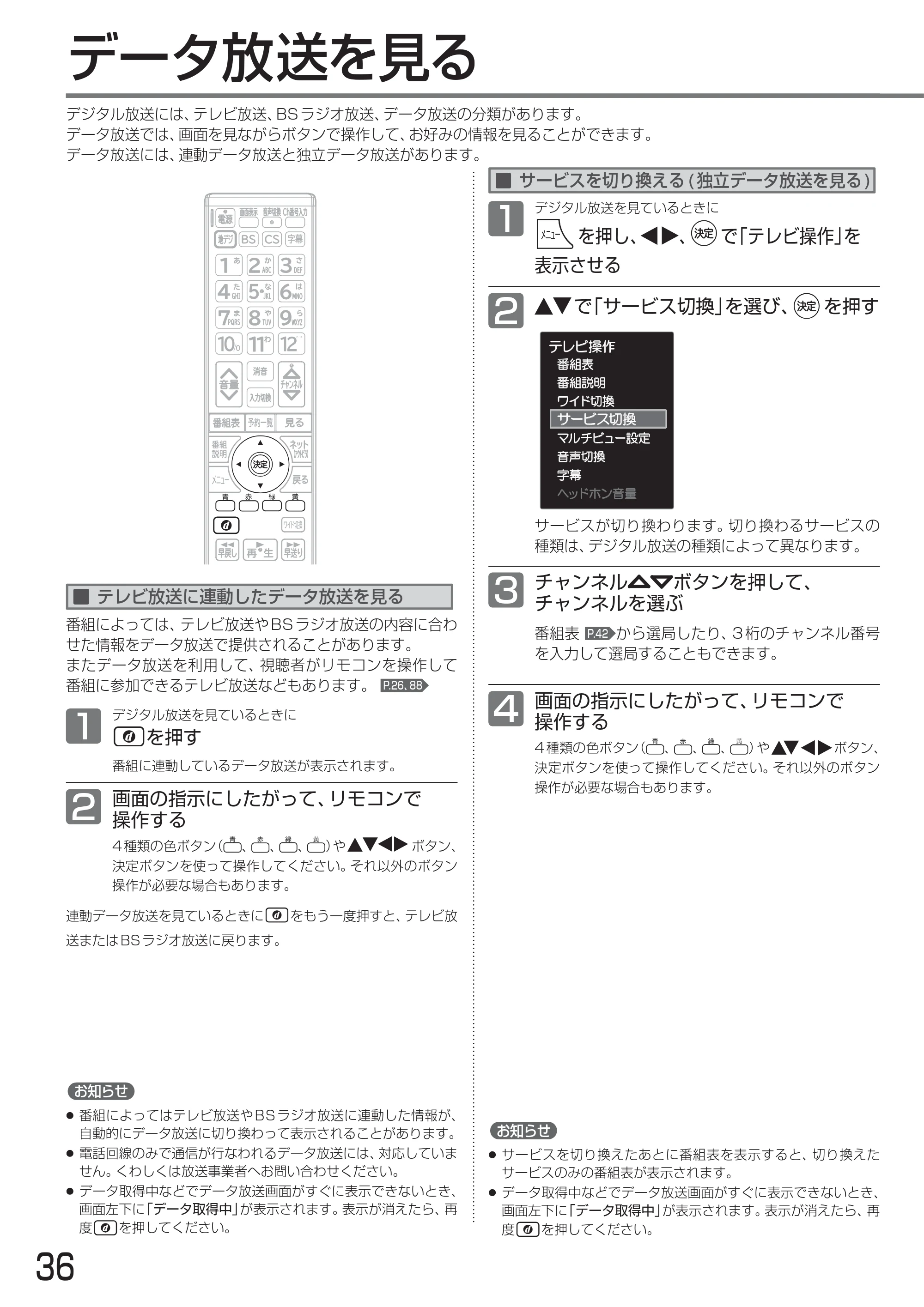 日立 L24-A3 取扱説明書 — データ放送を見る — 原本ページ — 36ページ