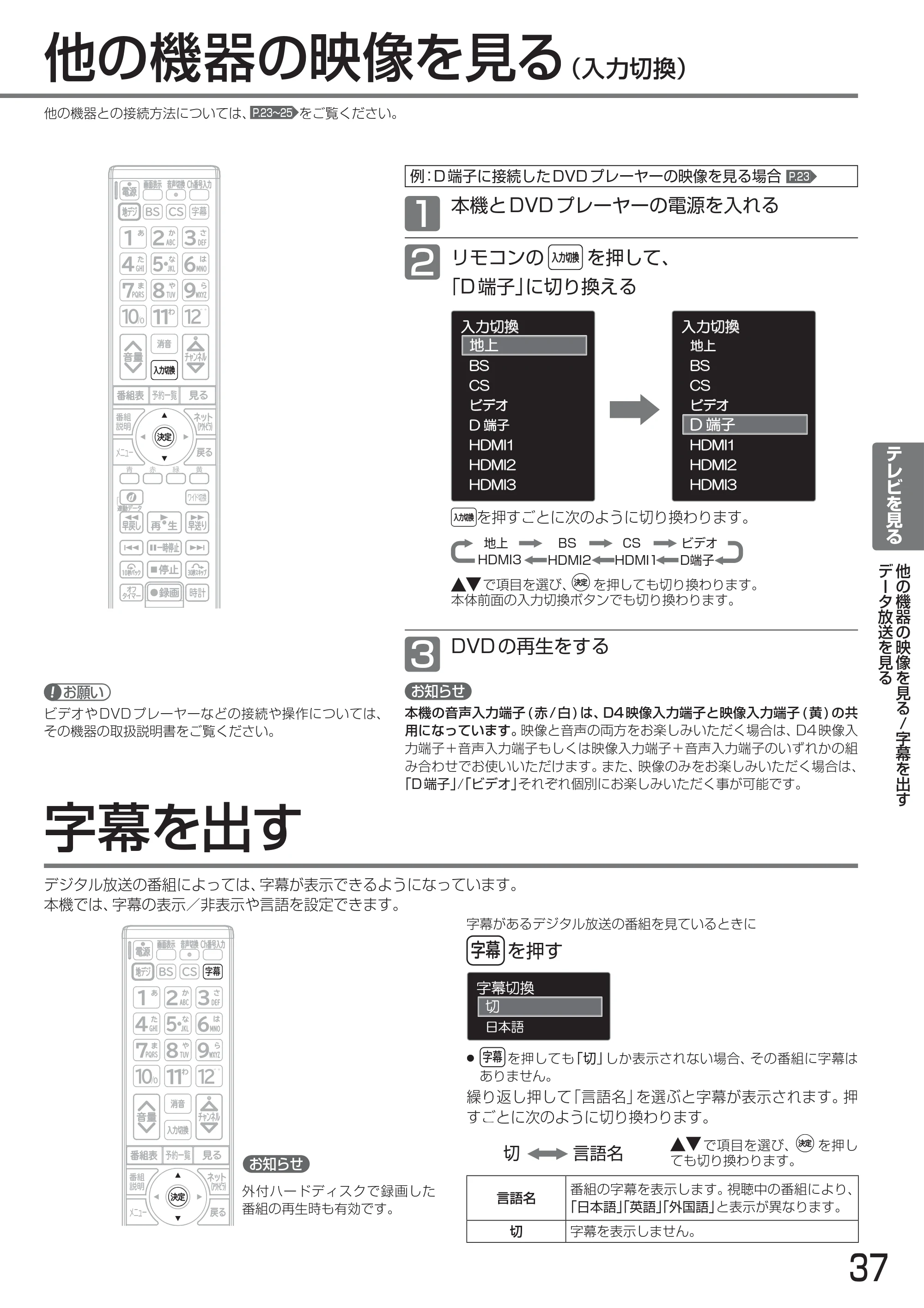 日立 L24-A3 取扱説明書 — 他の機器の映像を見る — 原本ページ — 37ページ