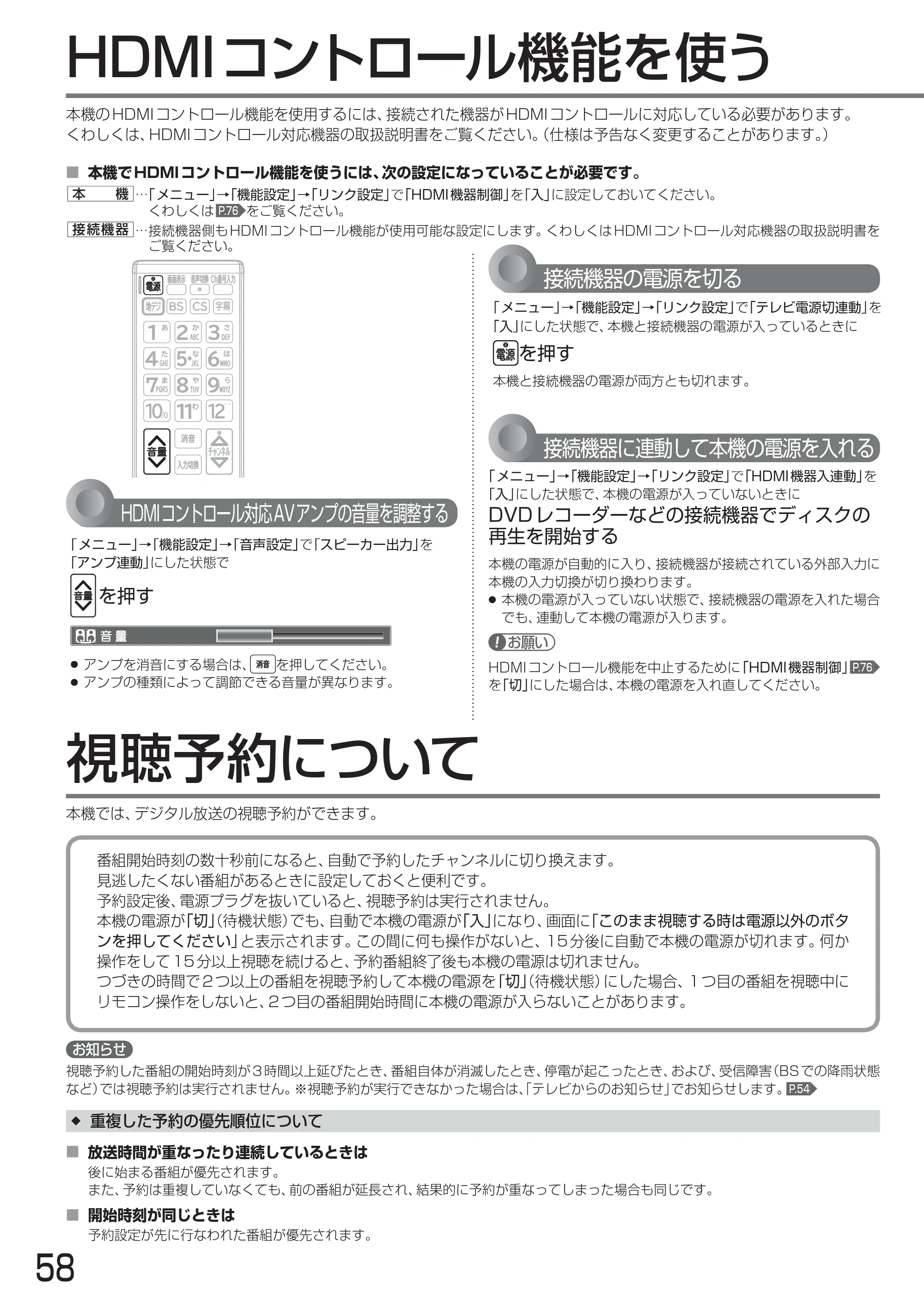 日立 L24-A3 取扱説明書 — HDMIコントロール機能を使う — 原本ページ — 58ページ