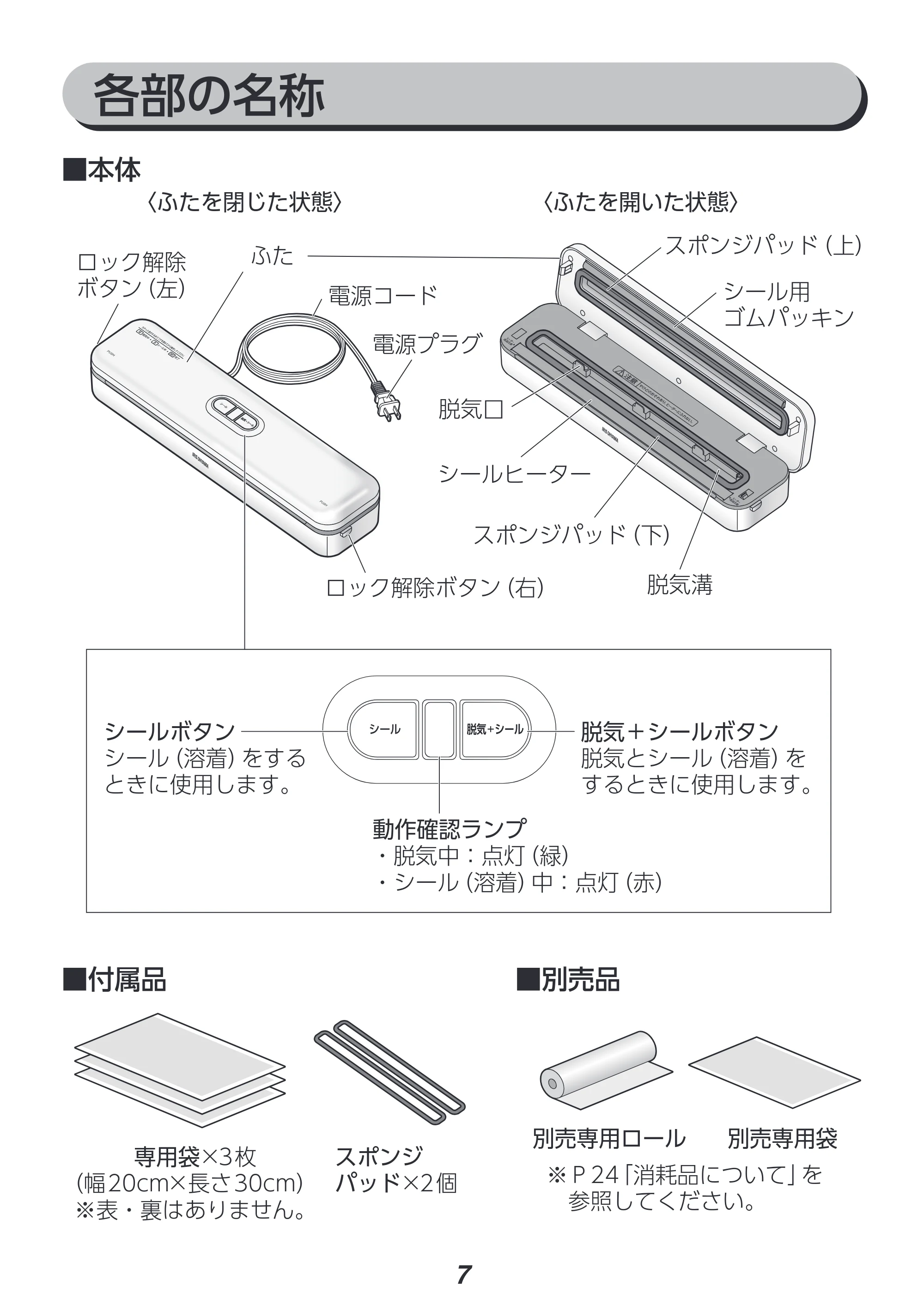 アイリスオーヤマ VPF-S50 取扱説明書 — 原本ページ — 7ページ