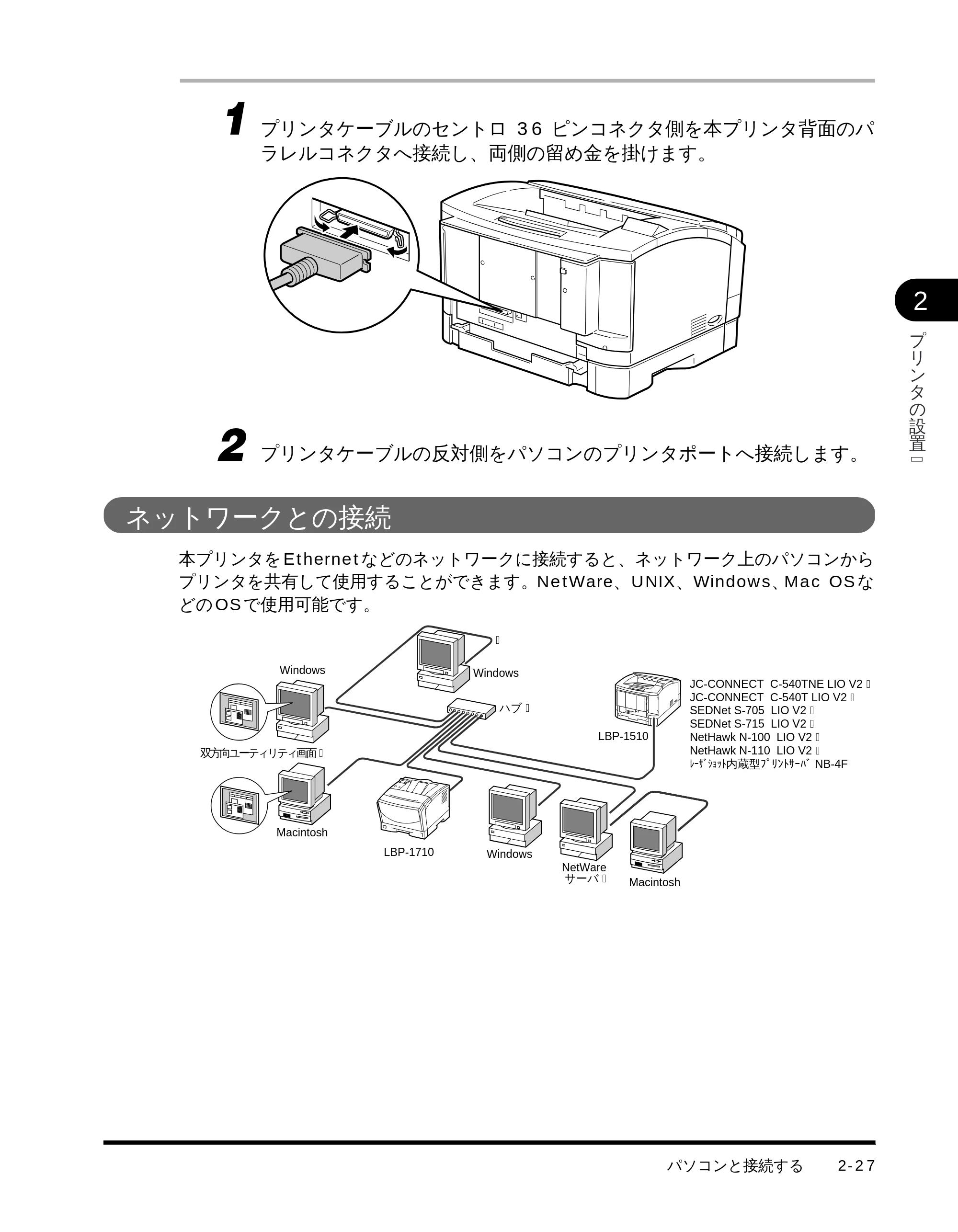 キヤノン LBP-1710 設置ガイド （PDF形式／4.42Mバイト） — ネットワークとの接続 — 原本ページ — 53ページ