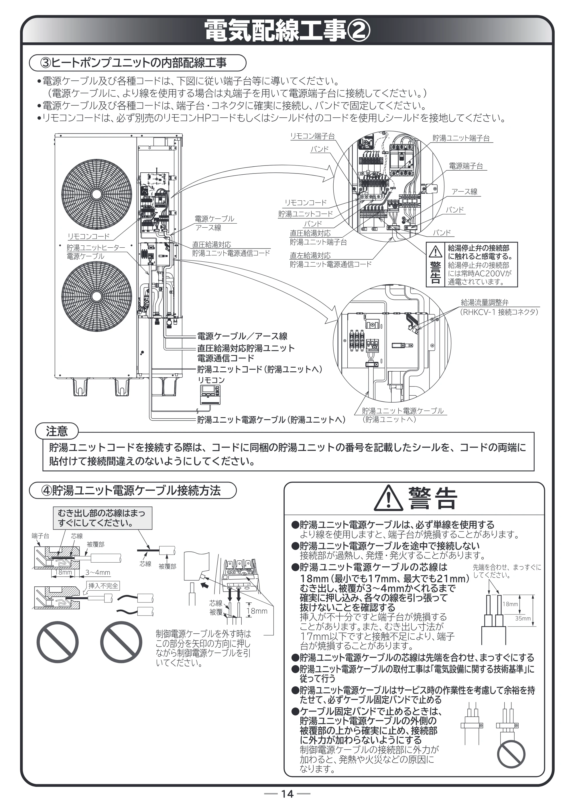 日立 RHK-15CDK 据付説明書 — 電気配線工事② — 原本ページ — 14ページ