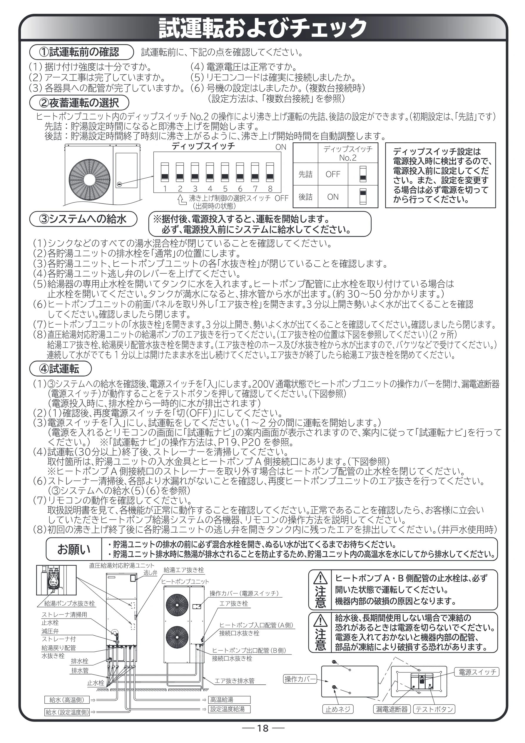 日立 RHK-15CDK 据付説明書 — 試運転およびチェック — 図版 18-1 — 18ページ