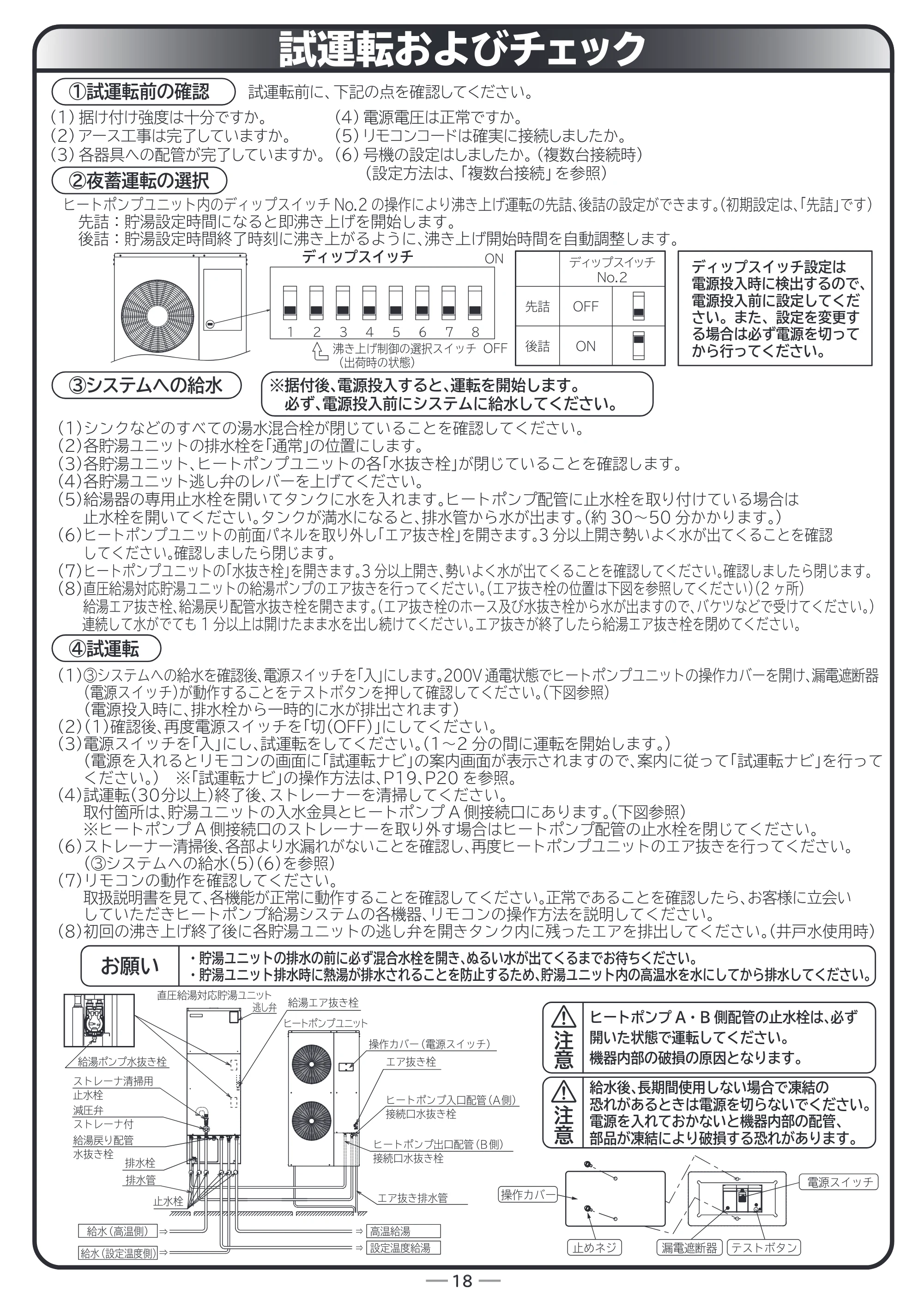 日立 RHK-15CDK 据付説明書 — 試運転およびチェック — 原本ページ — 18ページ