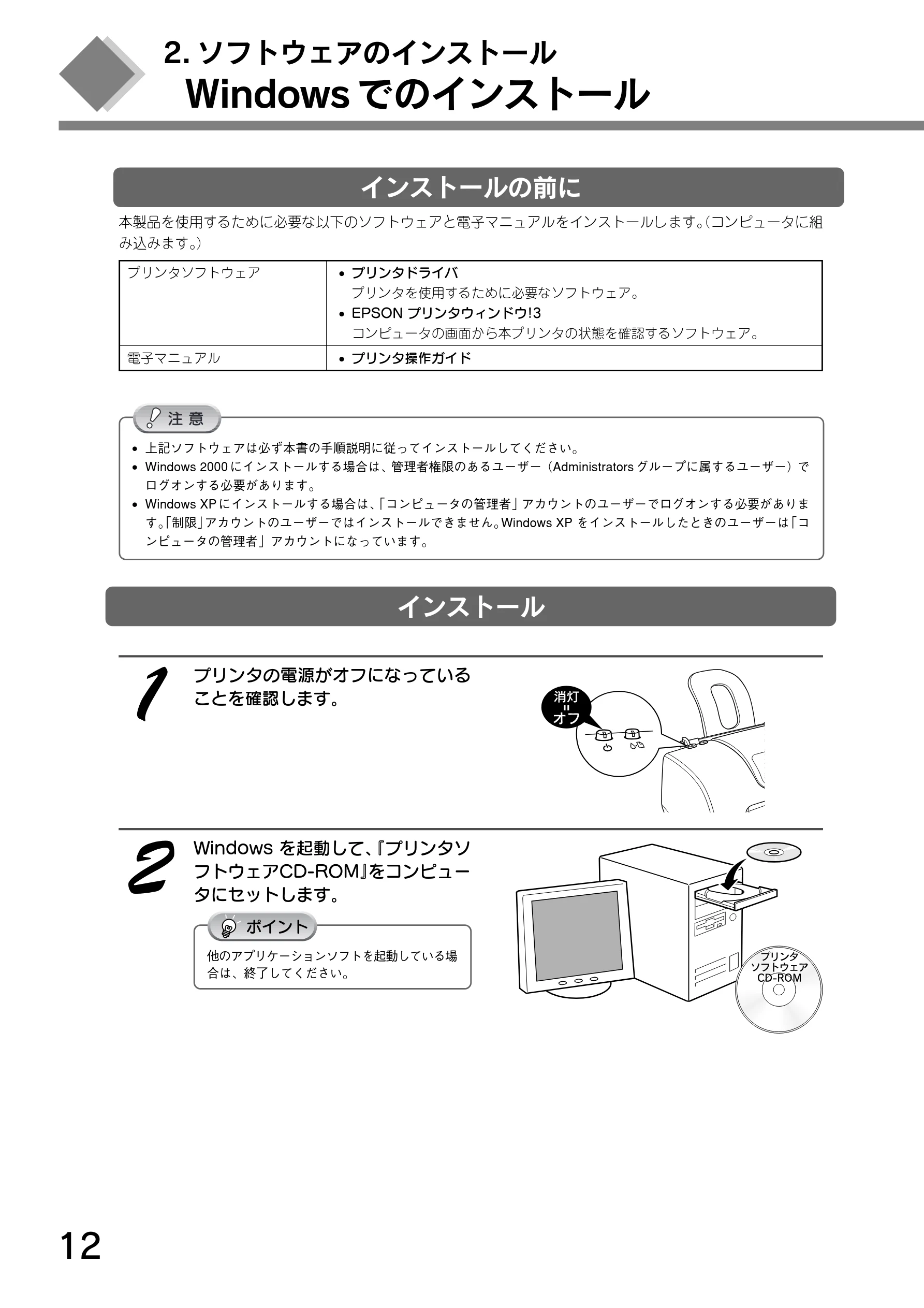 エプソン CL-760 プリンタ準備ガイド — 2.ソフトウェアのインストール — 図版 14-1 — 14ページ