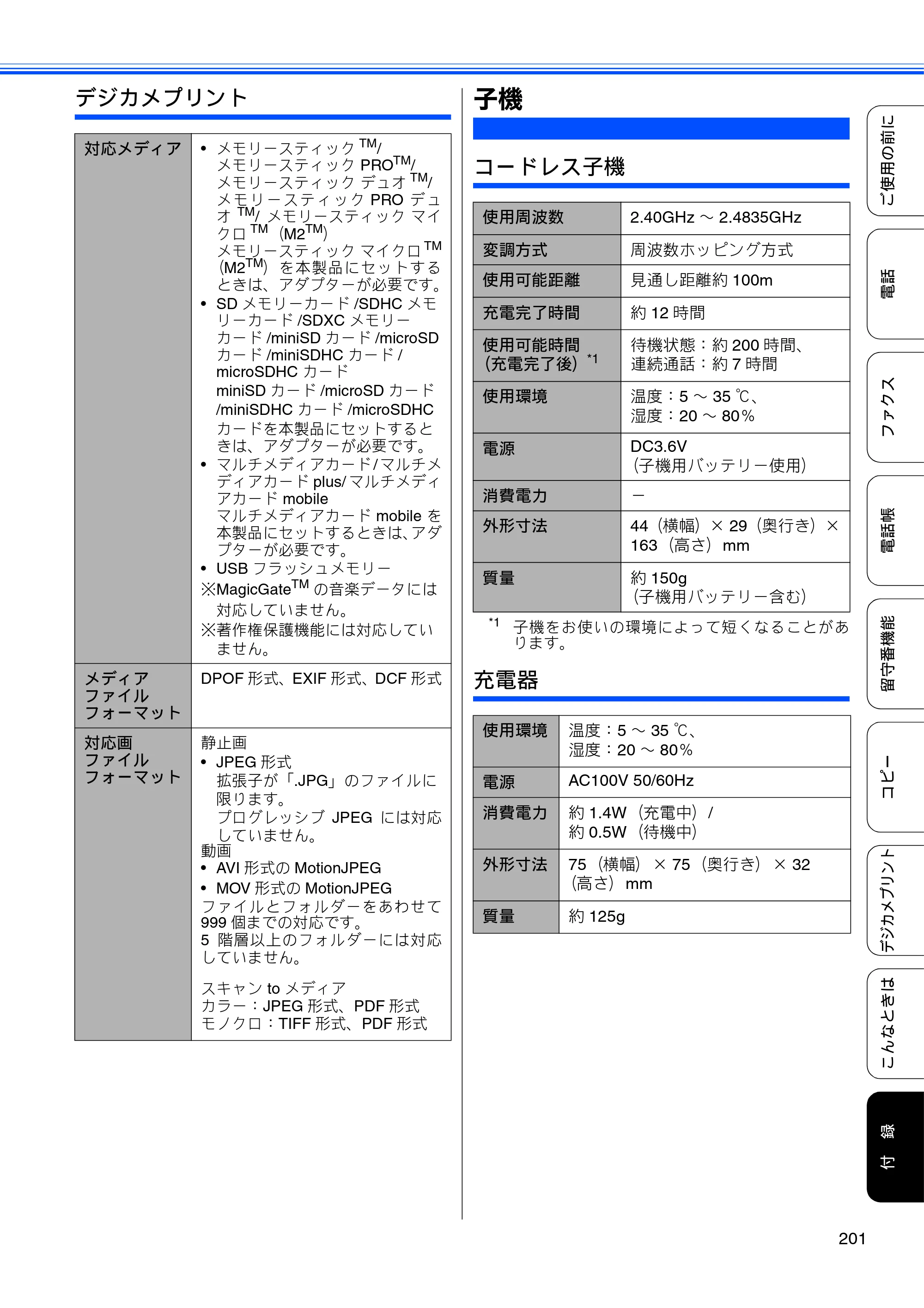 ブラザー MFC-J705D / MFC-J705DW ユーザーズガイド ～基本編～ — 子機 — 原本ページ — 203ページ