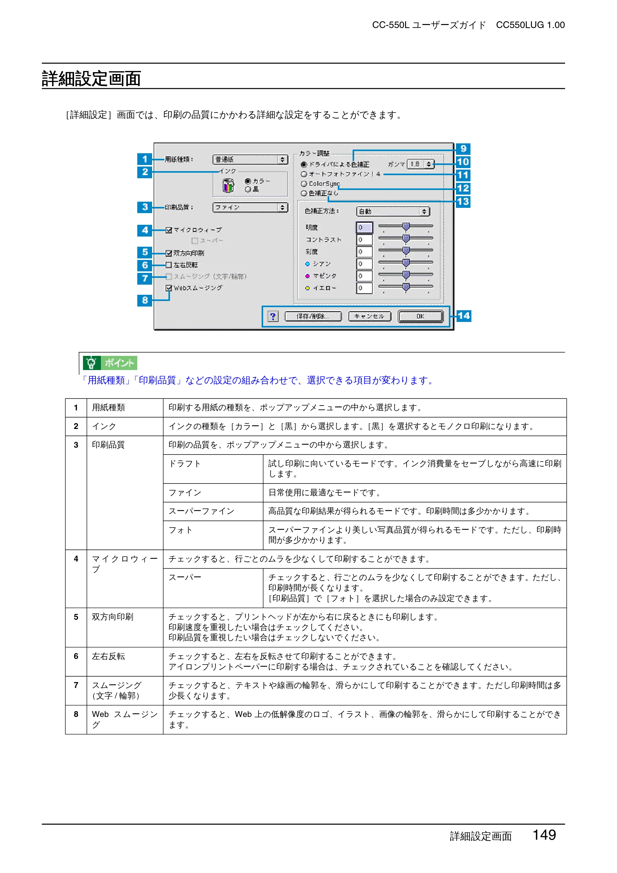 エプソン CC-550L ユーザーズガイド(Macintosh版) — 詳細設定画面 — 原本ページ — 149ページ