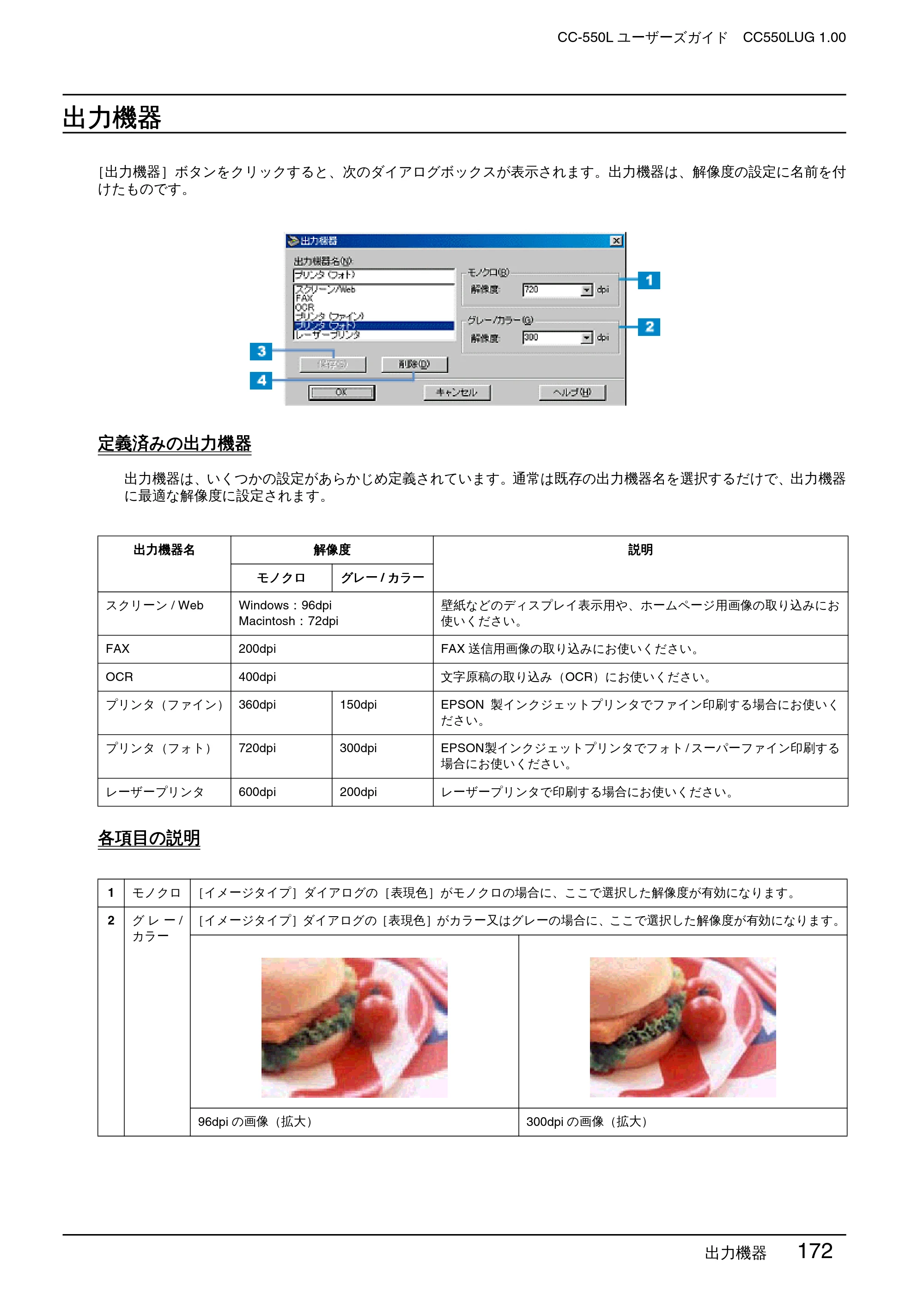 エプソン CC-550L ユーザーズガイド(Macintosh版) — 出力機器 — 原本ページ — 172ページ