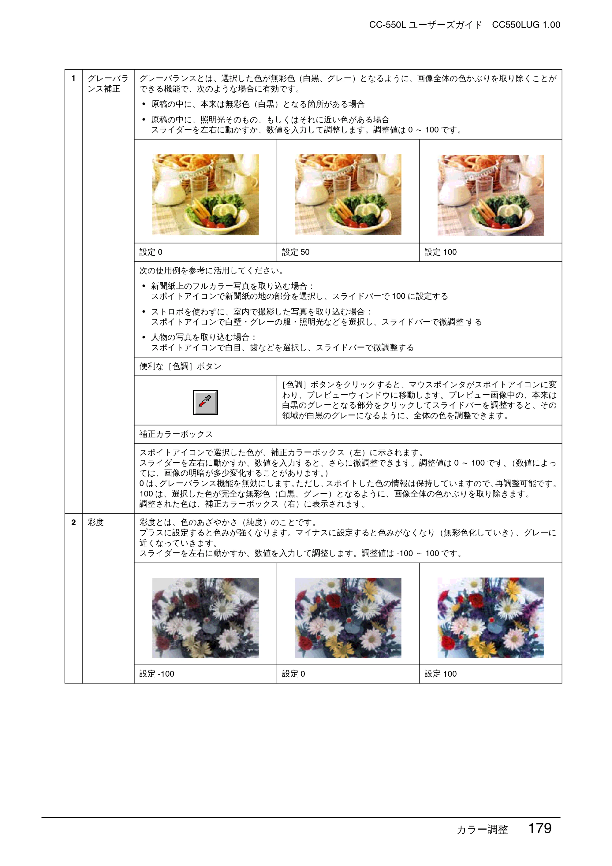 エプソン CC-550L ユーザーズガイド(Macintosh版) — カラー調整 179 — 原本ページ — 179ページ