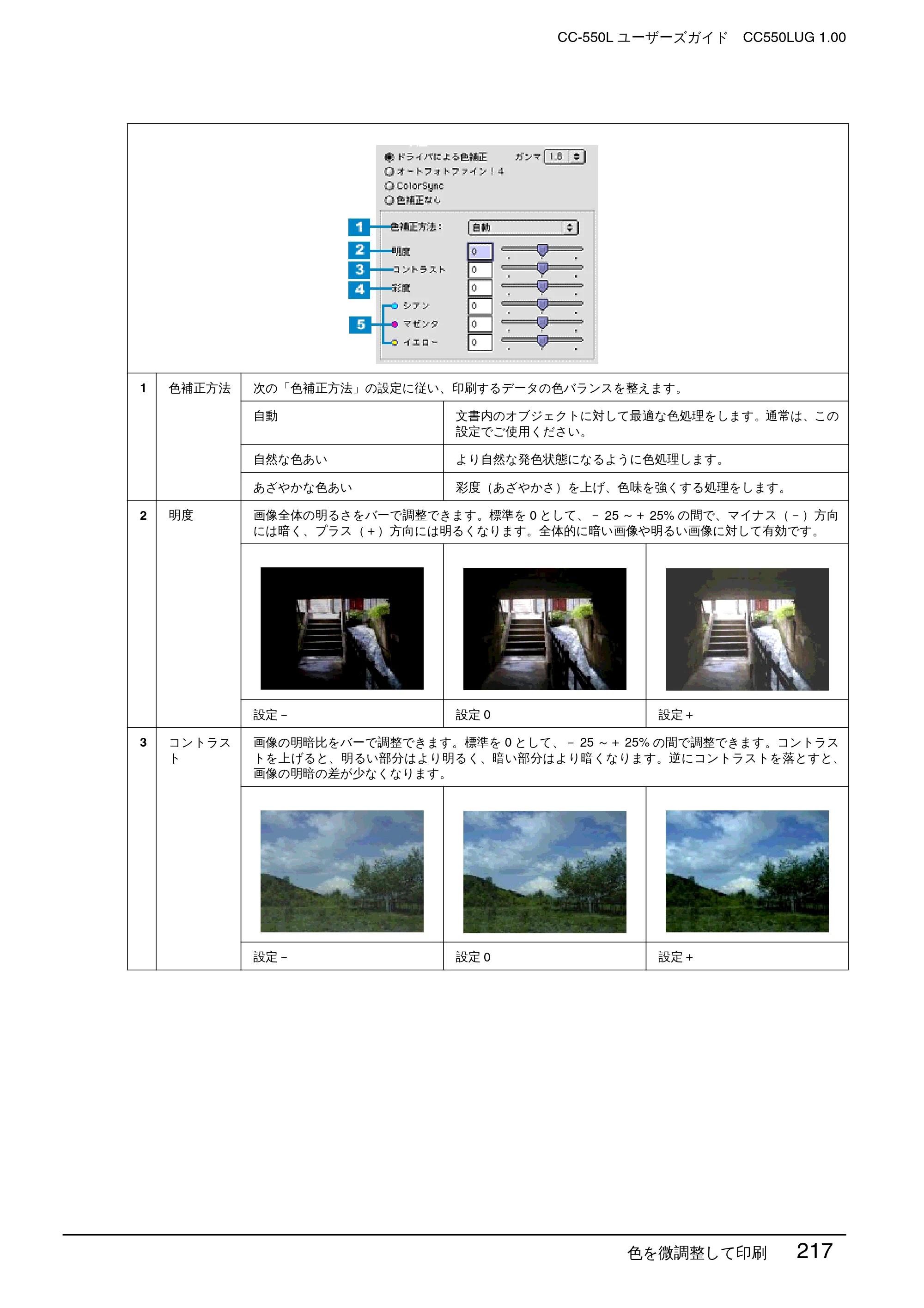 エプソン CC-550L ユーザーズガイド(Macintosh版) — 色を微調整して印刷 217 — 原本ページ — 217ページ