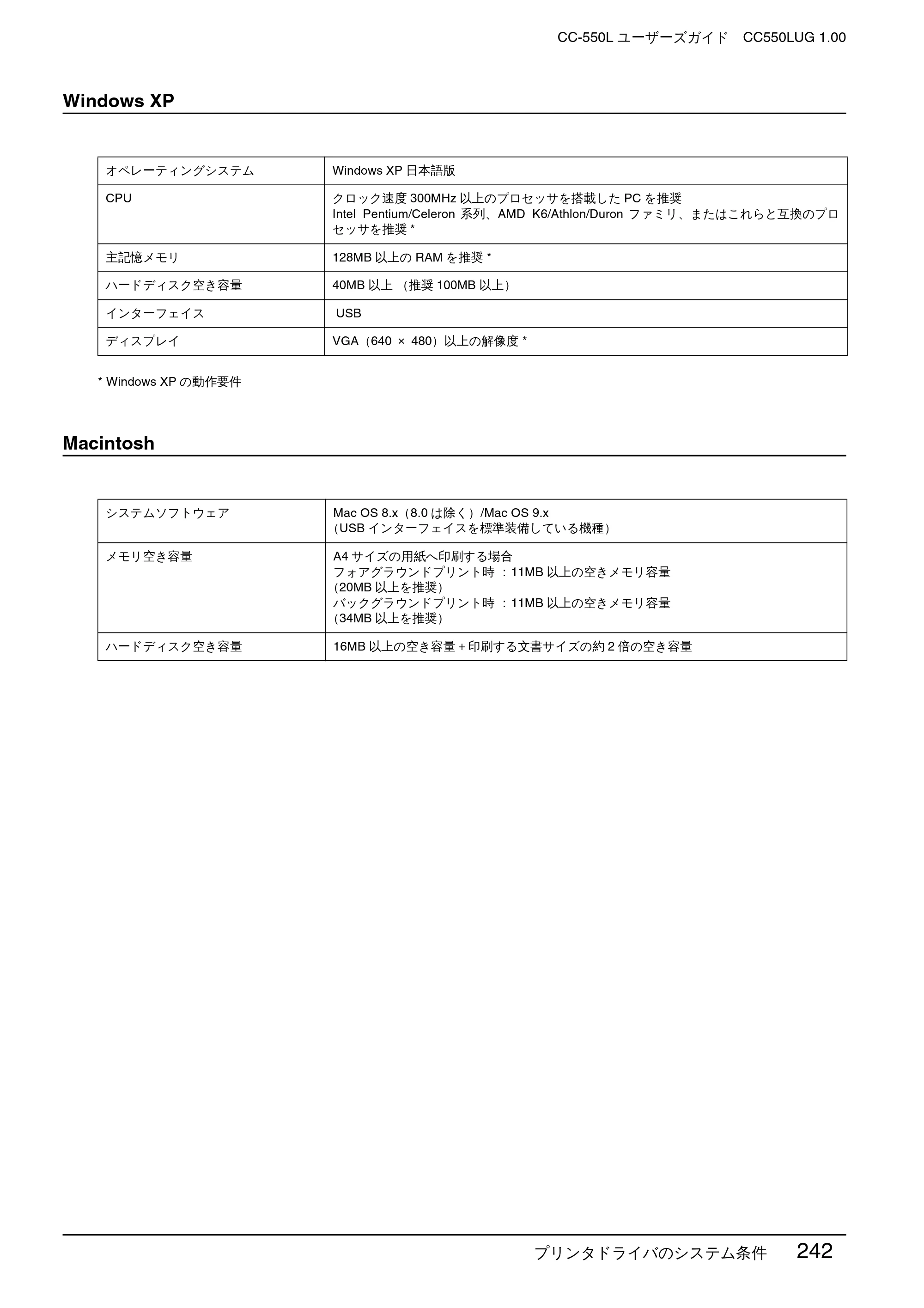 エプソン CC-550L ユーザーズガイド(Macintosh版) — Windows XP — 原本ページ — 242ページ