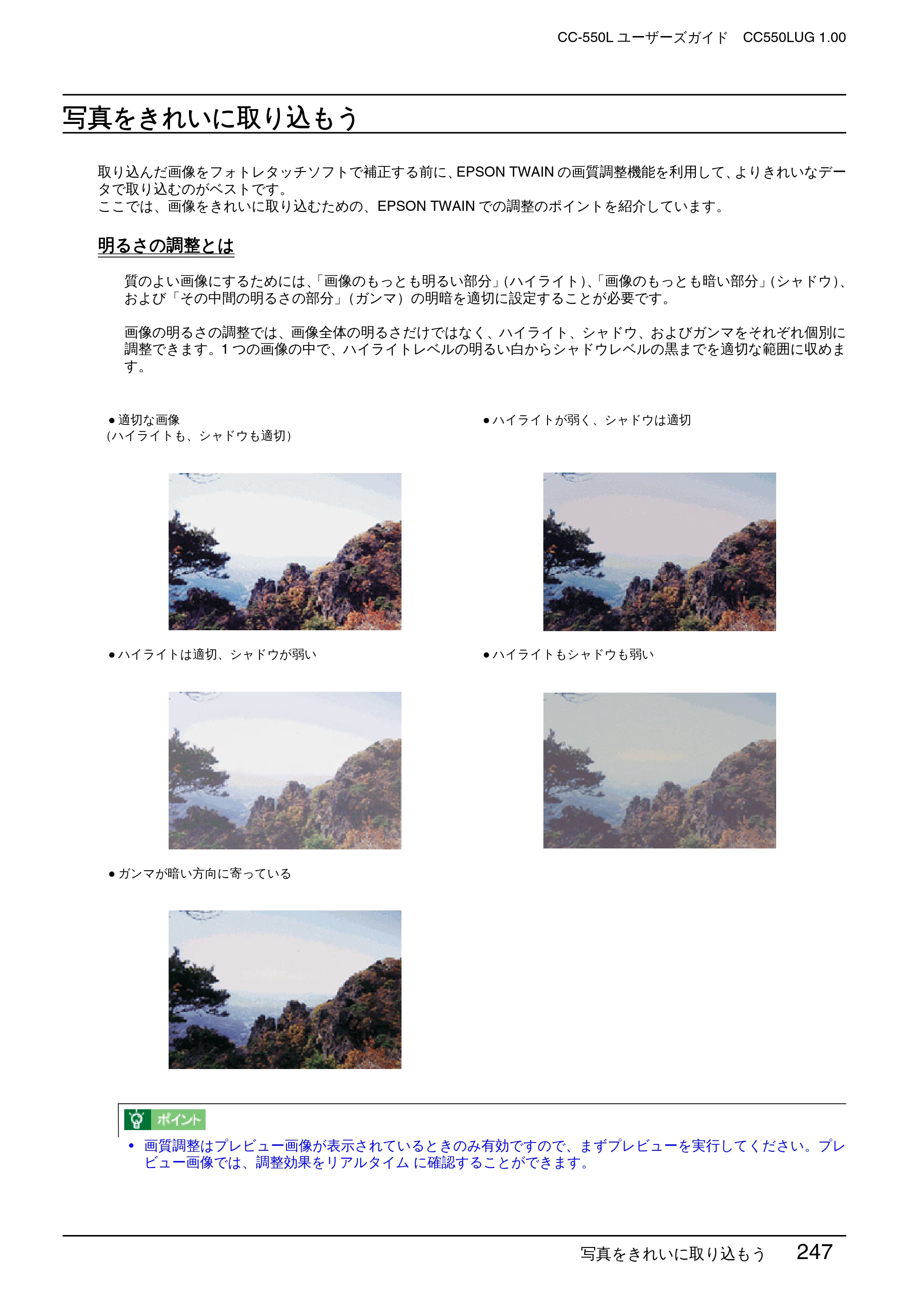 エプソン CC-550L ユーザーズガイド(Macintosh版) — 写真をきれいに取り込もう — 原本ページ — 247ページ