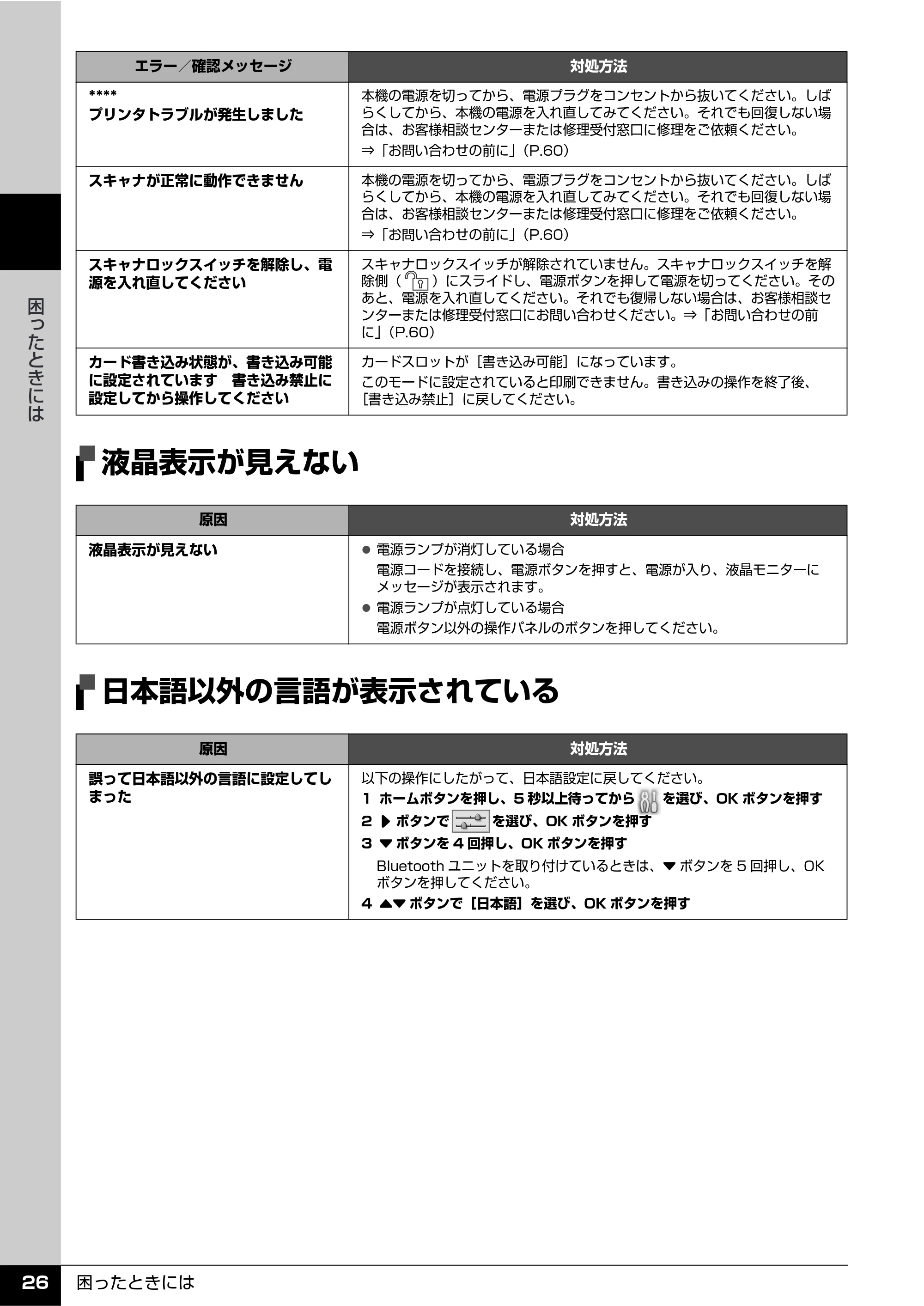 キヤノン PIXUS MP810 操作ガイド（お手入れ編） （PDF形式／15.47Mバイト） — 液晶表示が見えない — 原本ページ — 27ページ