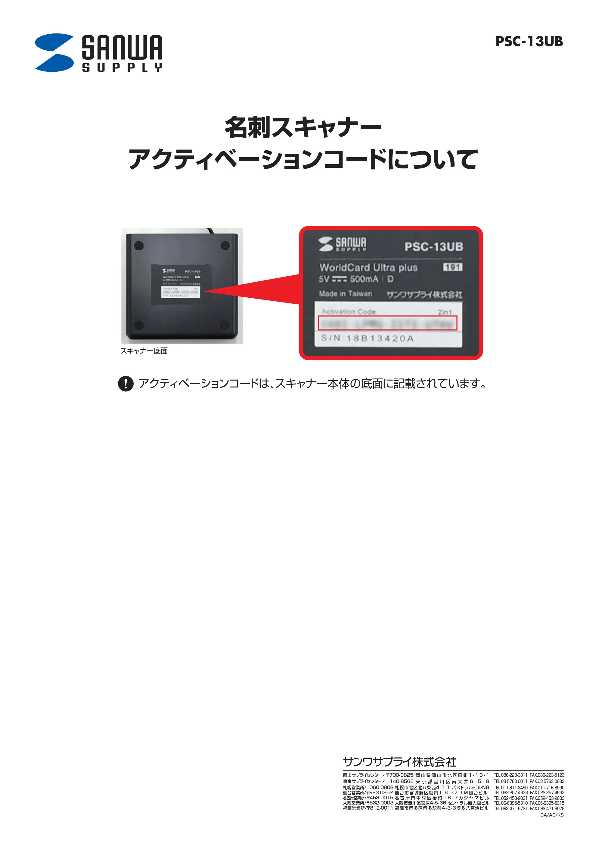 サンワサプライ PSC-13UB 取扱説明書 — 原本ページ — 1ページ