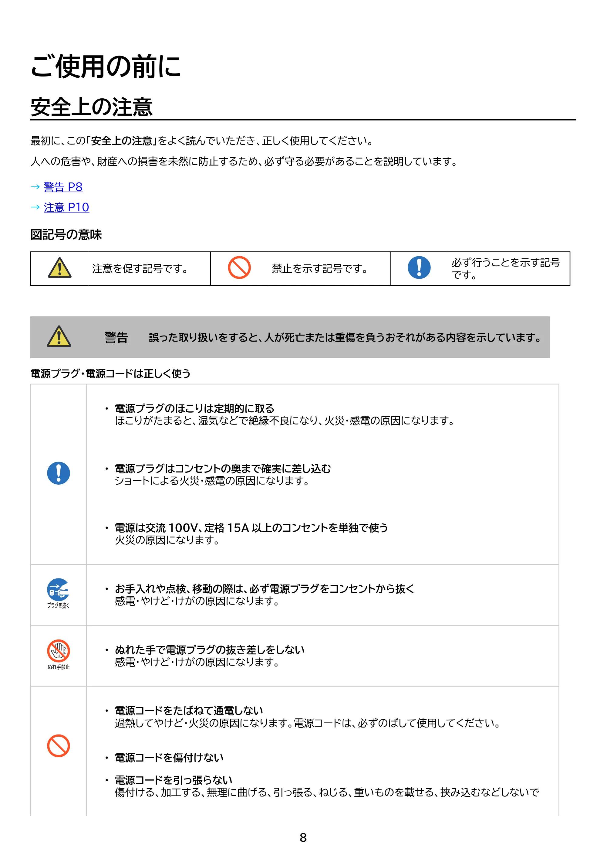 アイリスオーヤマ TCW-80A01 取扱説明書 — 原本ページ — 8ページ
