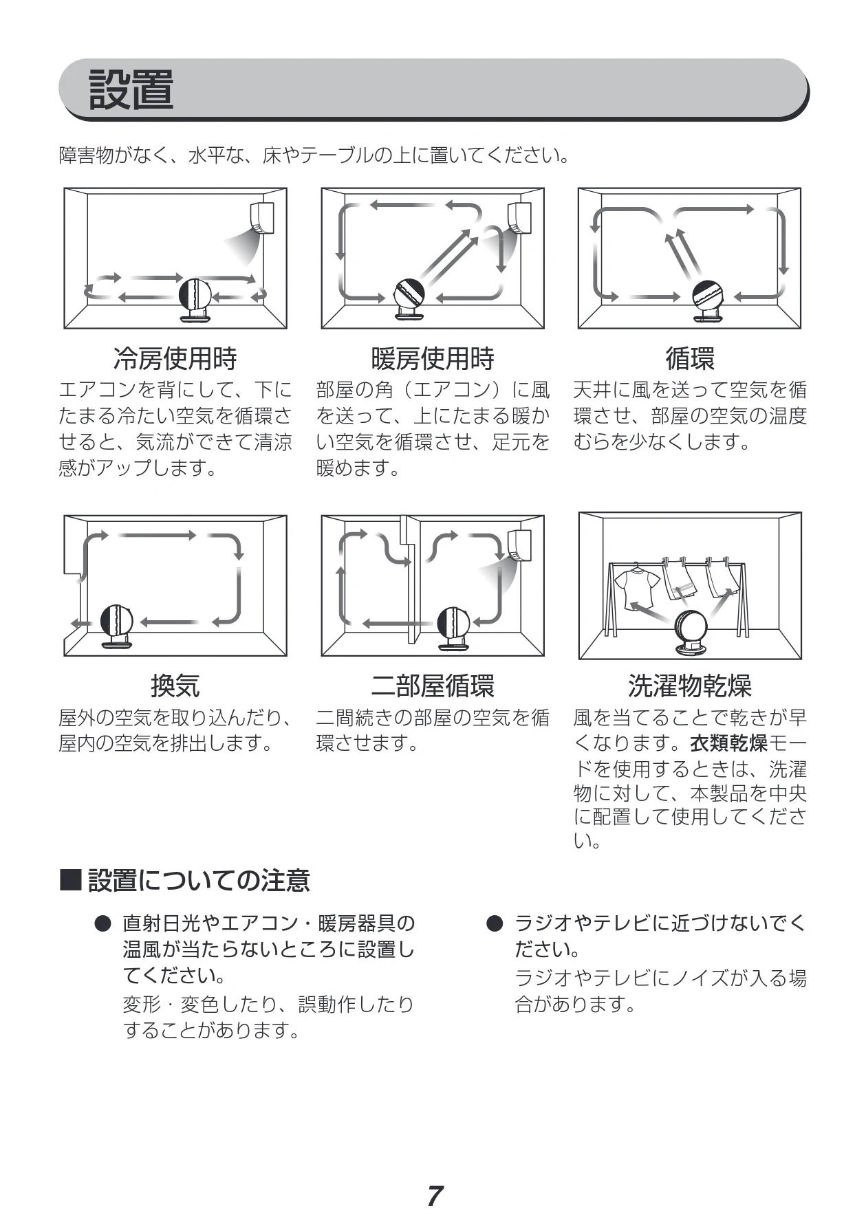 アイリスオーヤマ KCF-SDC151T 取扱説明書 — 冷房使用時 — 図版 7-1 — 7ページ