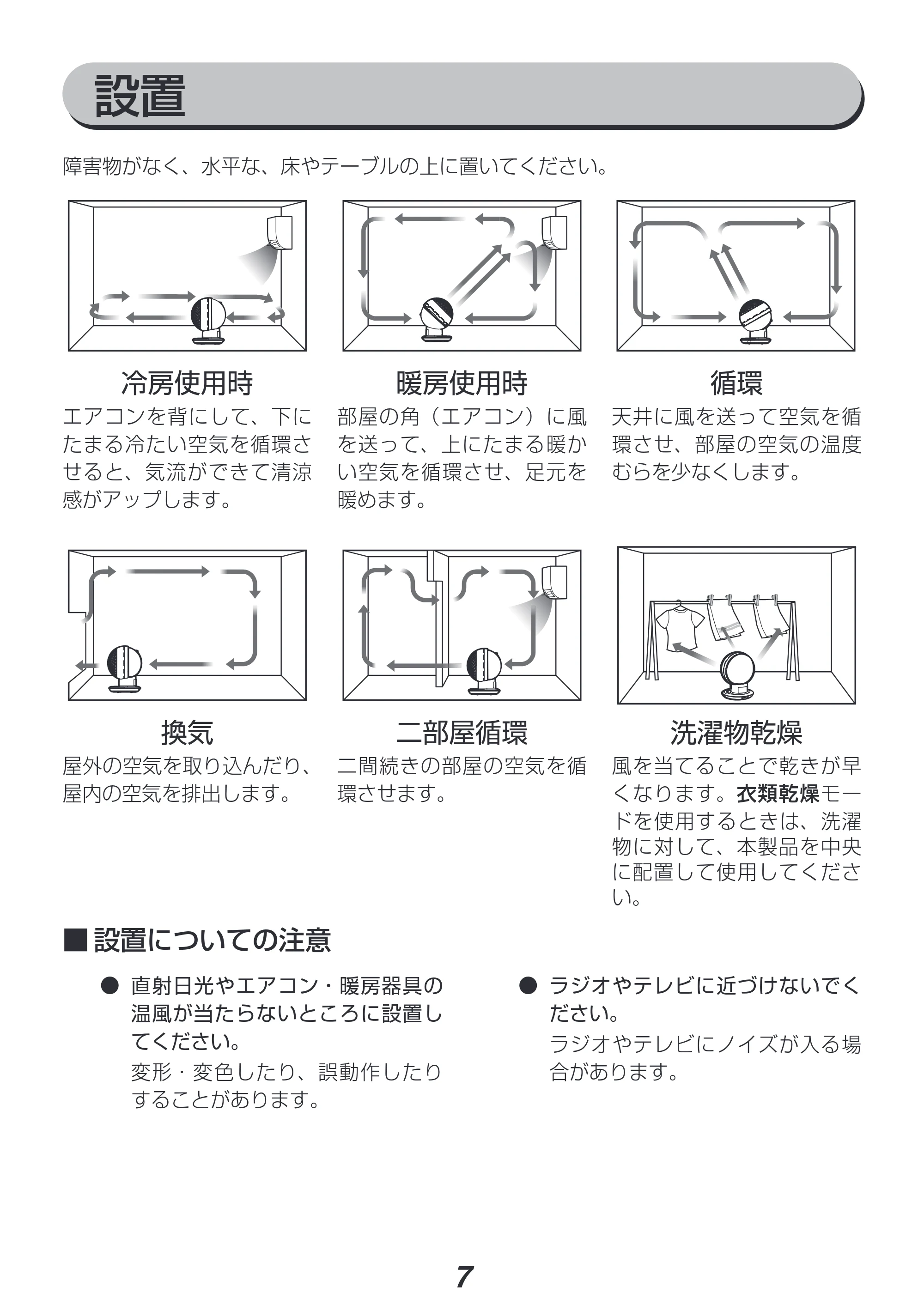 アイリスオーヤマ KCF-SDC151T 取扱説明書 — 冷房使用時 — 原本ページ — 7ページ