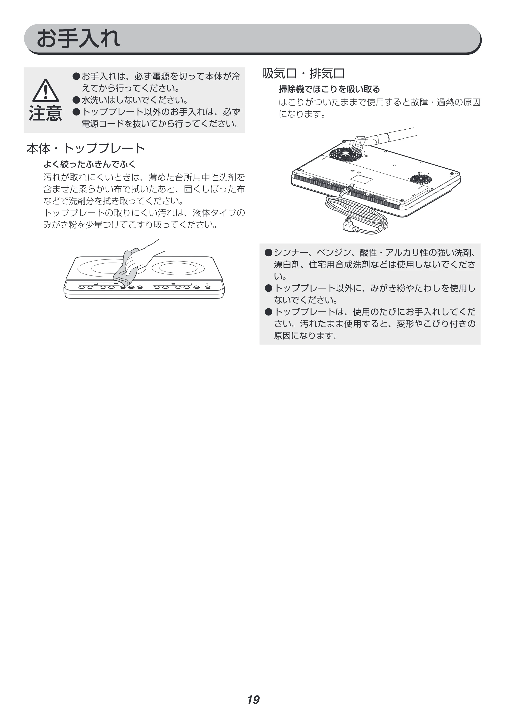 アイリスオーヤマ IHK-WKT22 取扱説明書 — 原本ページ — 19ページ