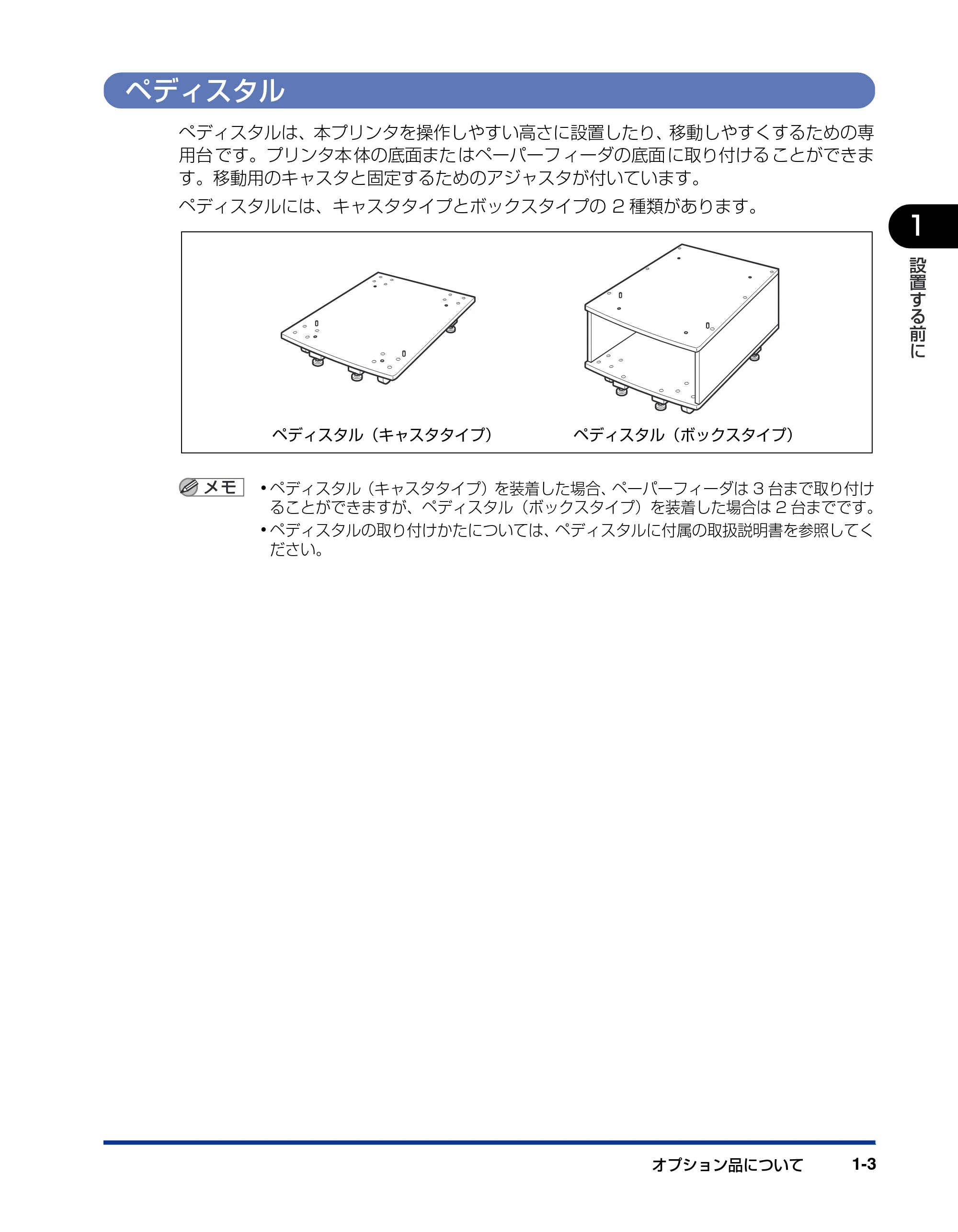 キヤノン LBP5900SE 設置ガイド 2006年11月15日掲載 （PDF形式／6.6Mバイト） — ペディスタル — 原本ページ — 19ページ