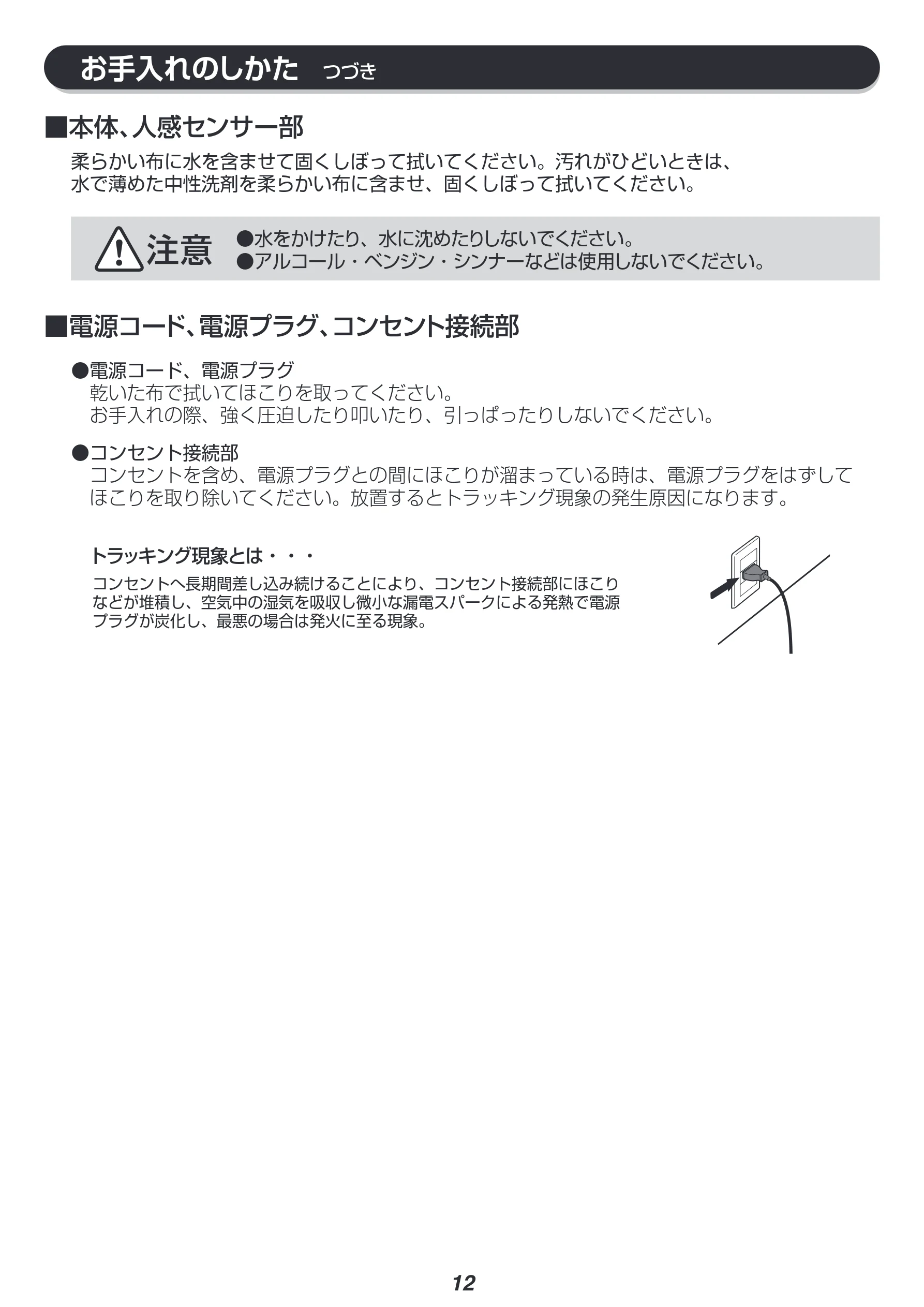 アイリスオーヤマ JCH-M082T 取扱説明書 — お手入れのしかた — 図版 12-1 — 12ページ